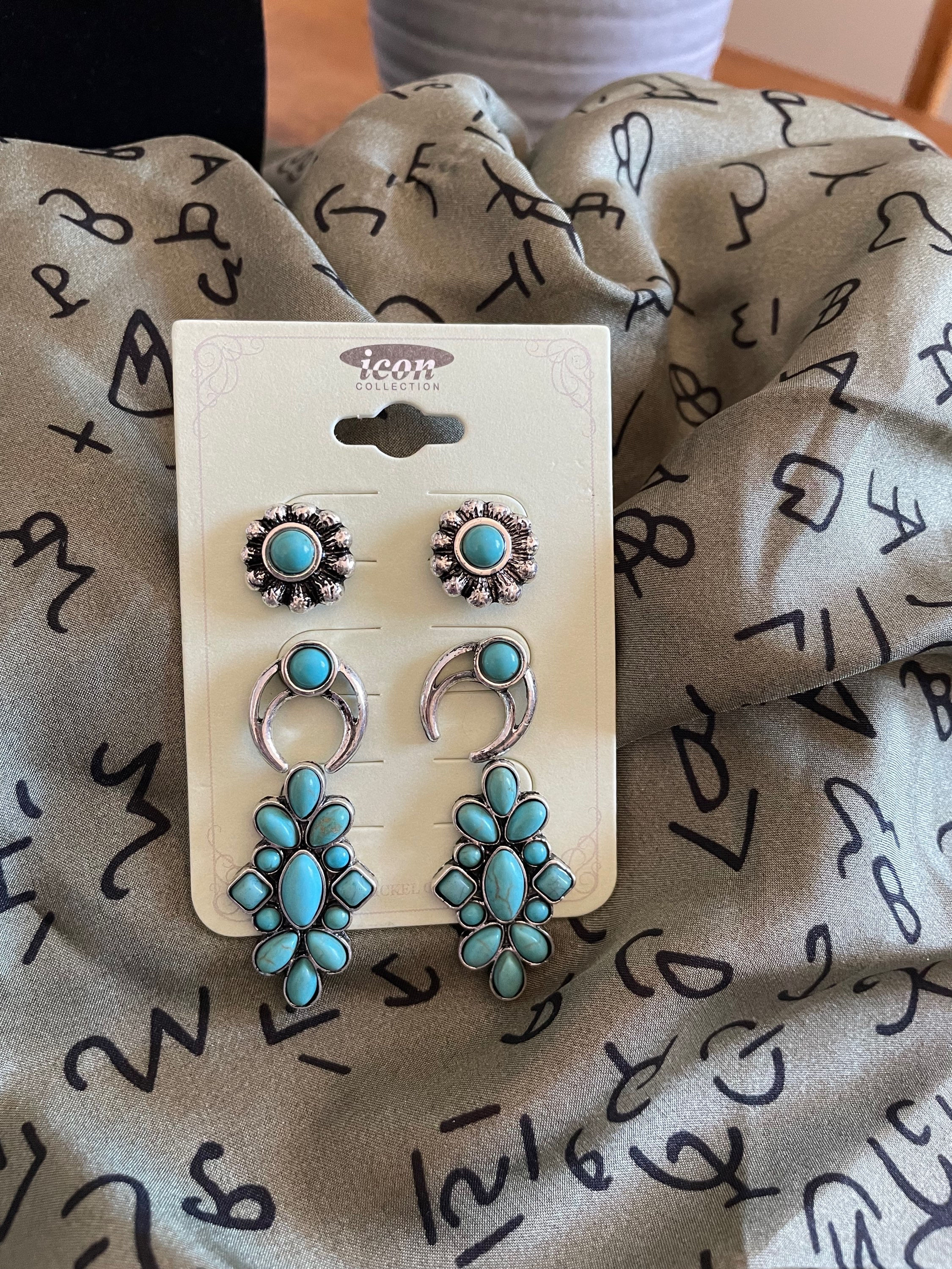 Turquoise Titania Stud 3 pair set