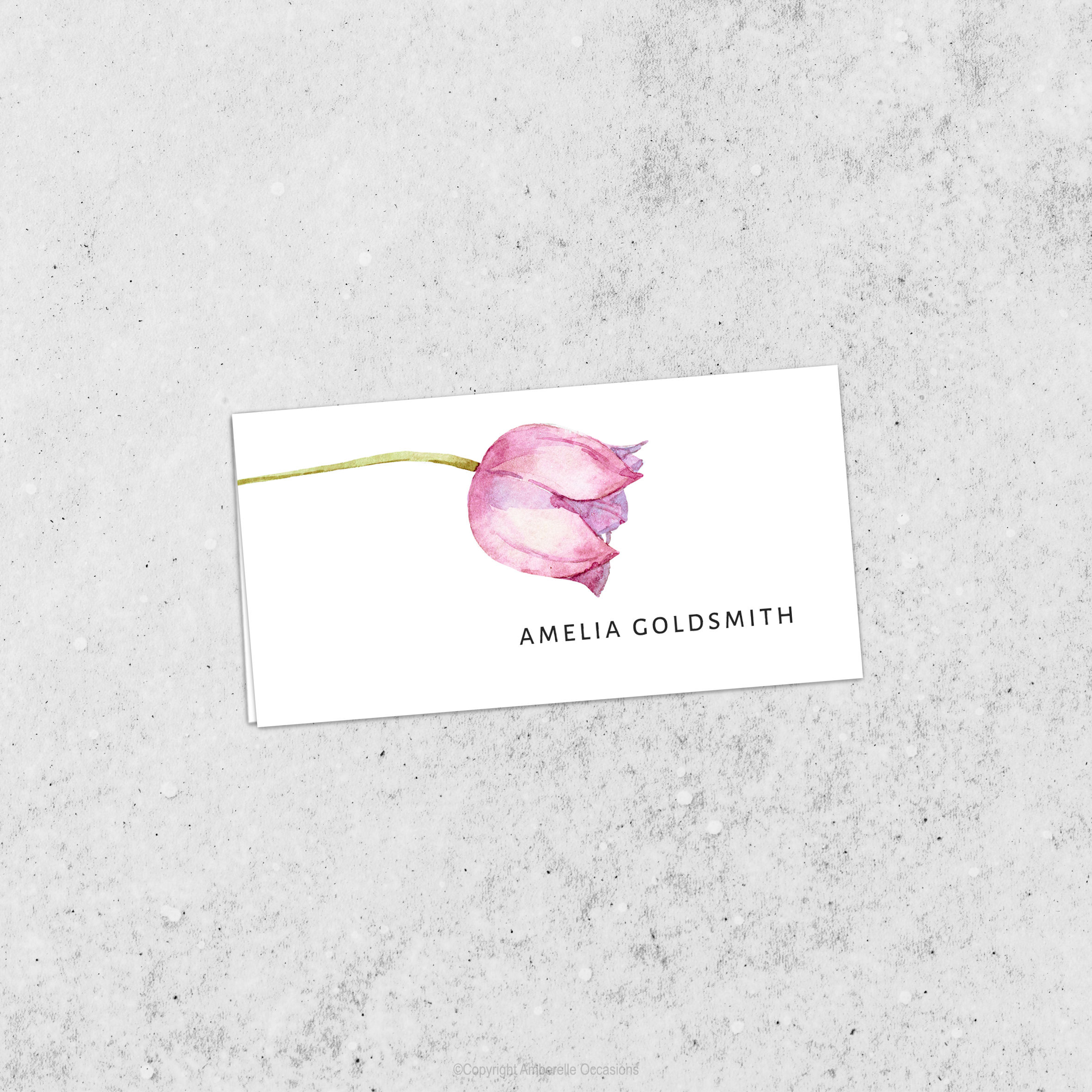 Evoke Purple Tulip Floral Wedding Place Card