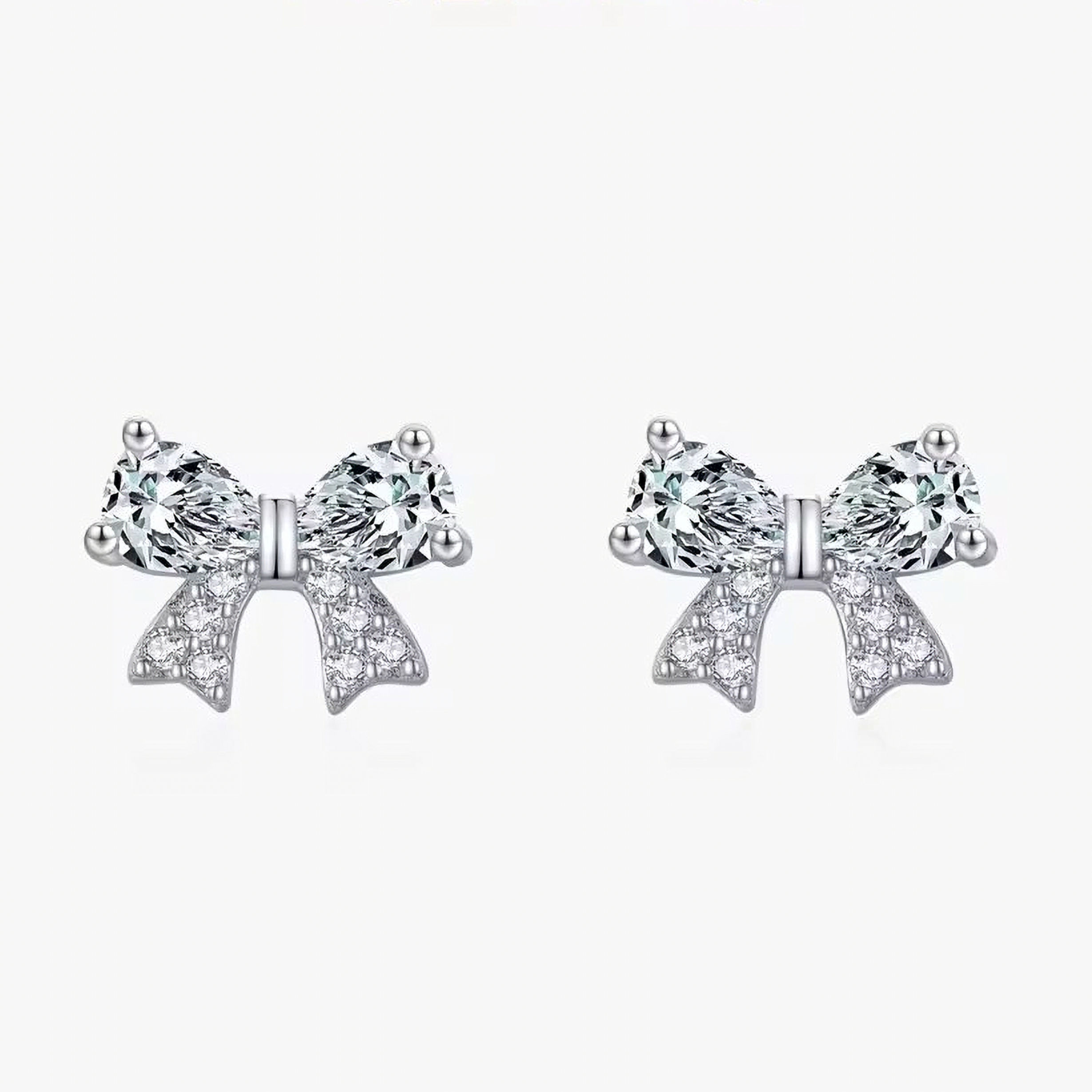 ARIELLE BOW CZ (SILVER) STUD EARRINGS