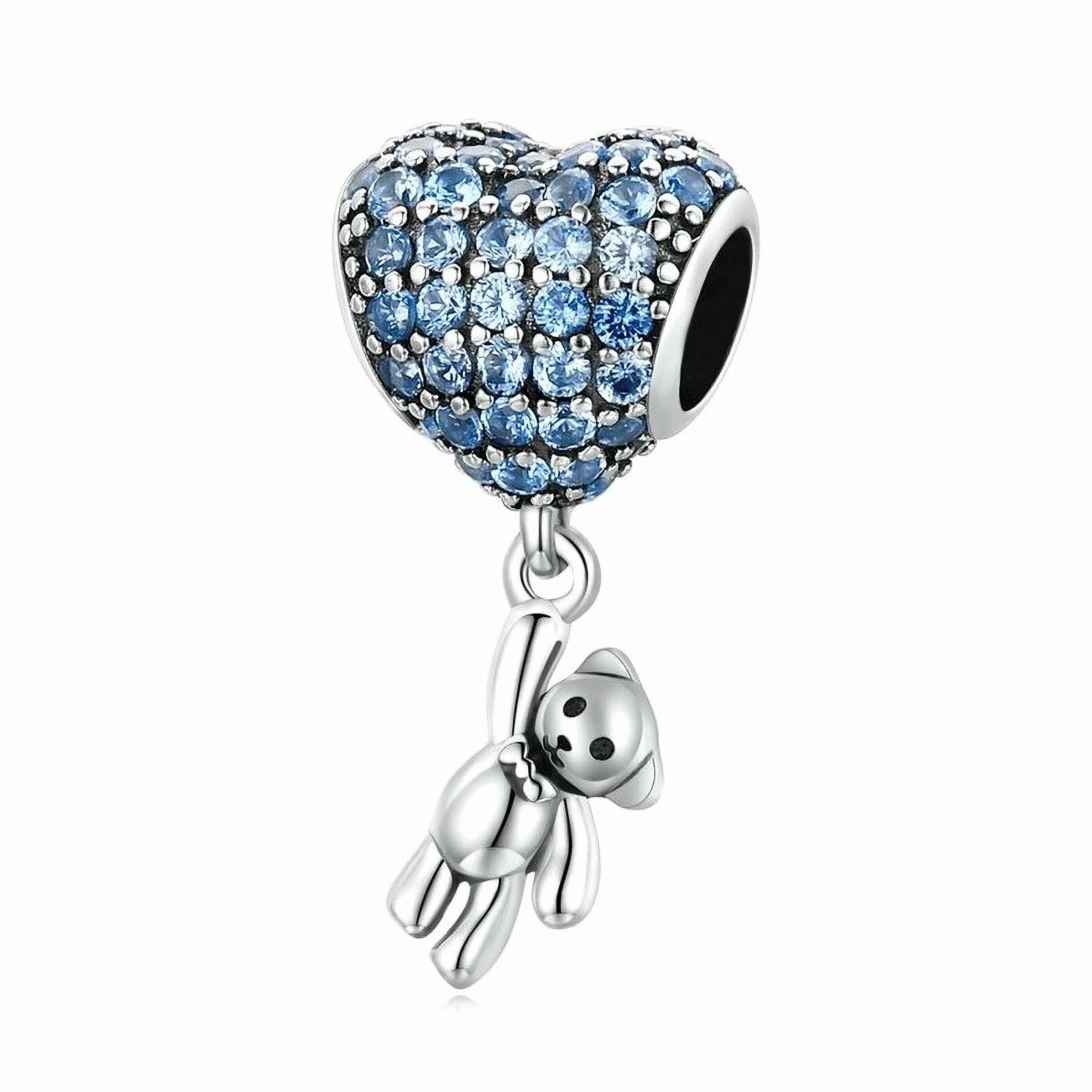 HARMONY BLUE HEART BALLOON TEDDY CZ (SILVER) PENDANT