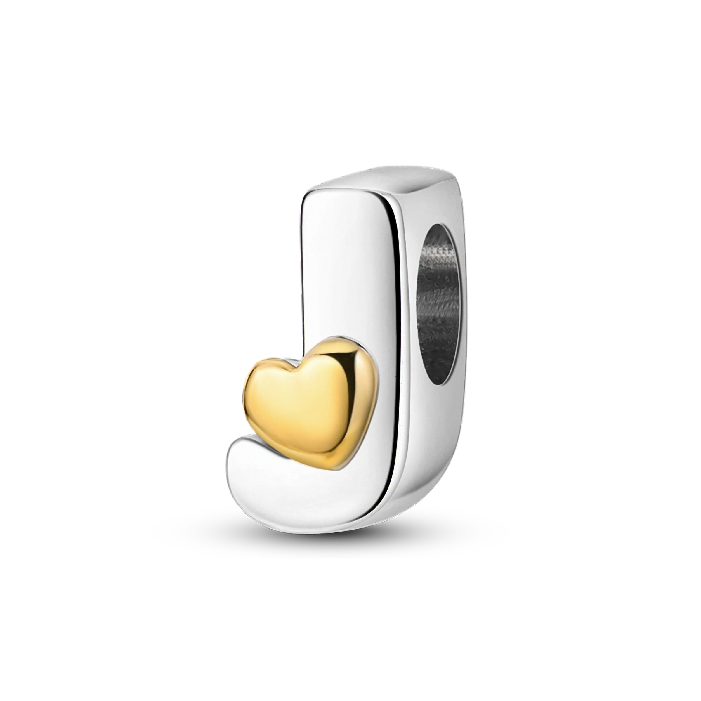 HARMONY GOLDEN HEART LETTER J (SILVER, GOLD) CHARM