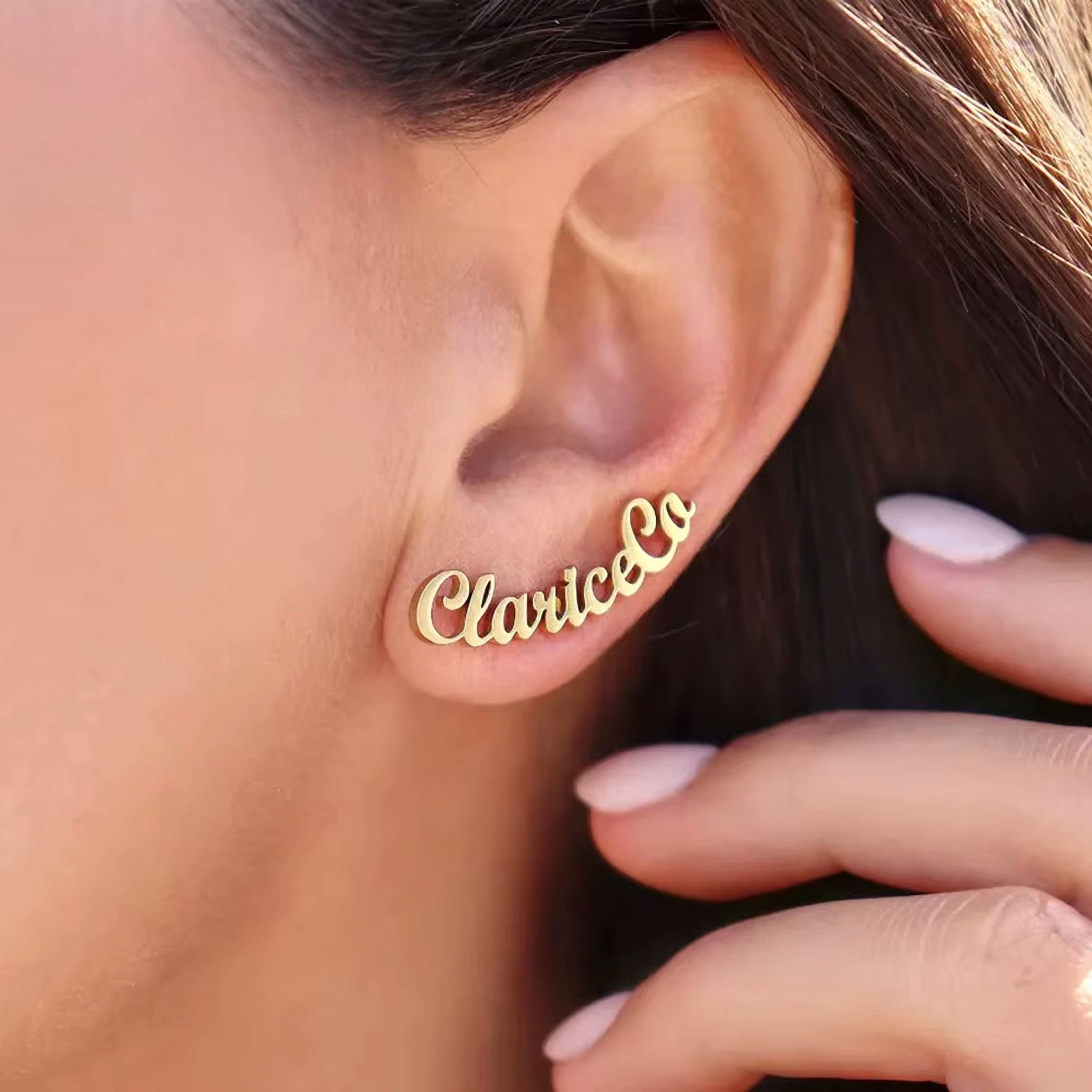 SIGNATURE YOU CURLS NAME (SILVER, GOLD, ROSE GOLD) STUD EARRINGS