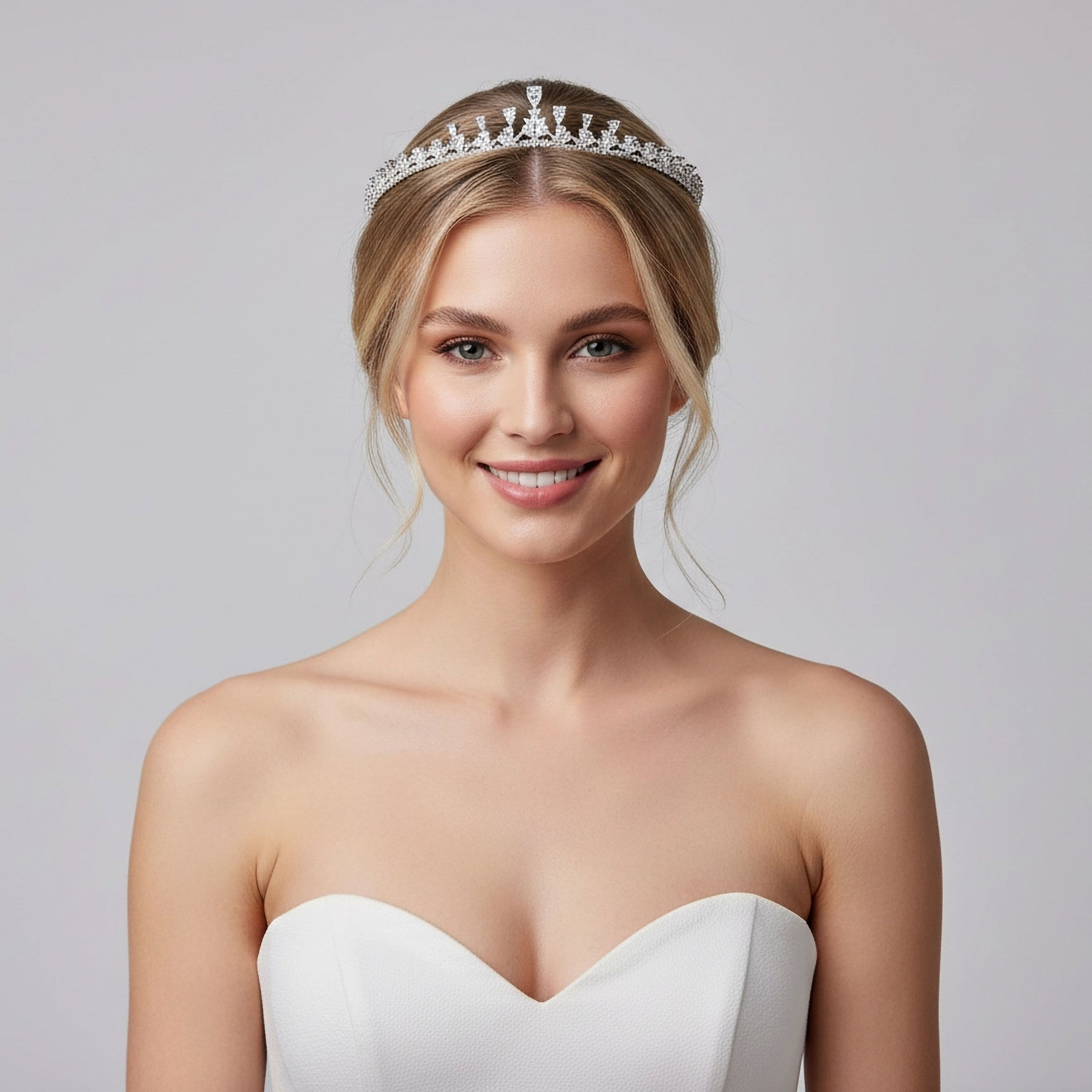 AMBERELLE AUDREY CZ (SILVER) BRIDAL TIARA