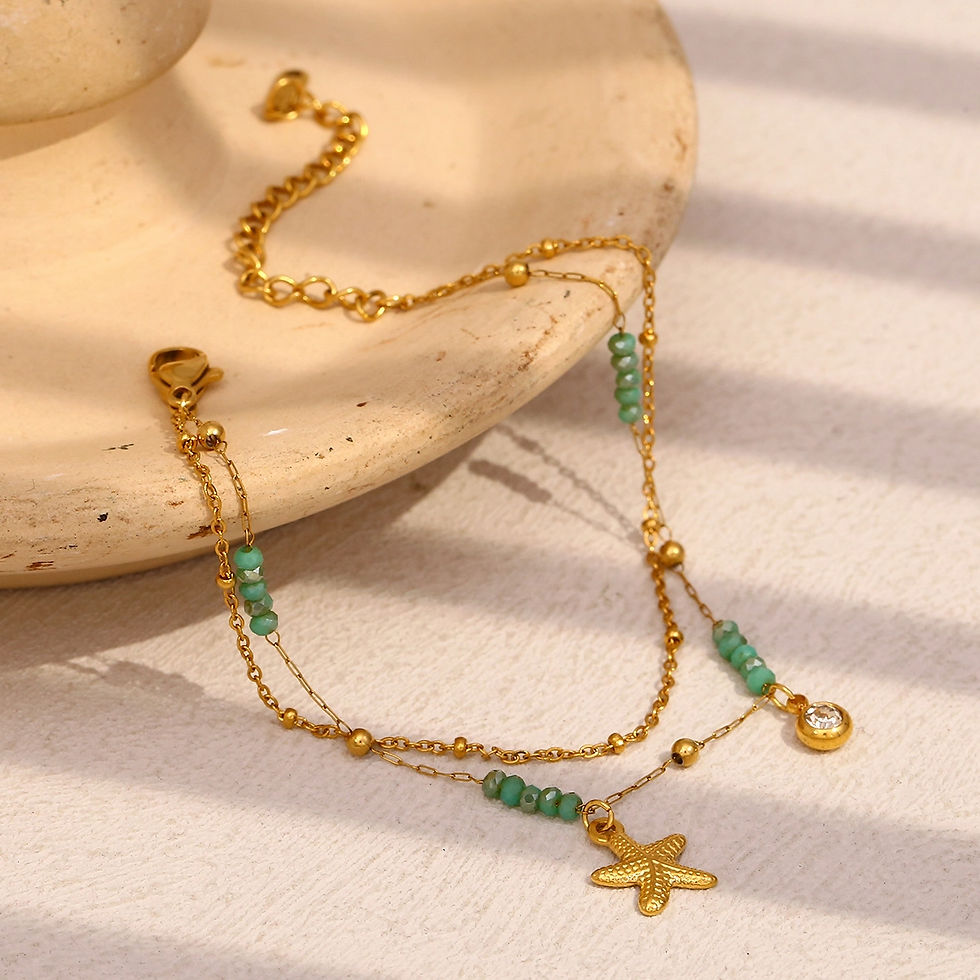 Thumbnail: ROSELLE STARFISH PENDANT DOUBLE LAYER (18K GOLD) BRACELET