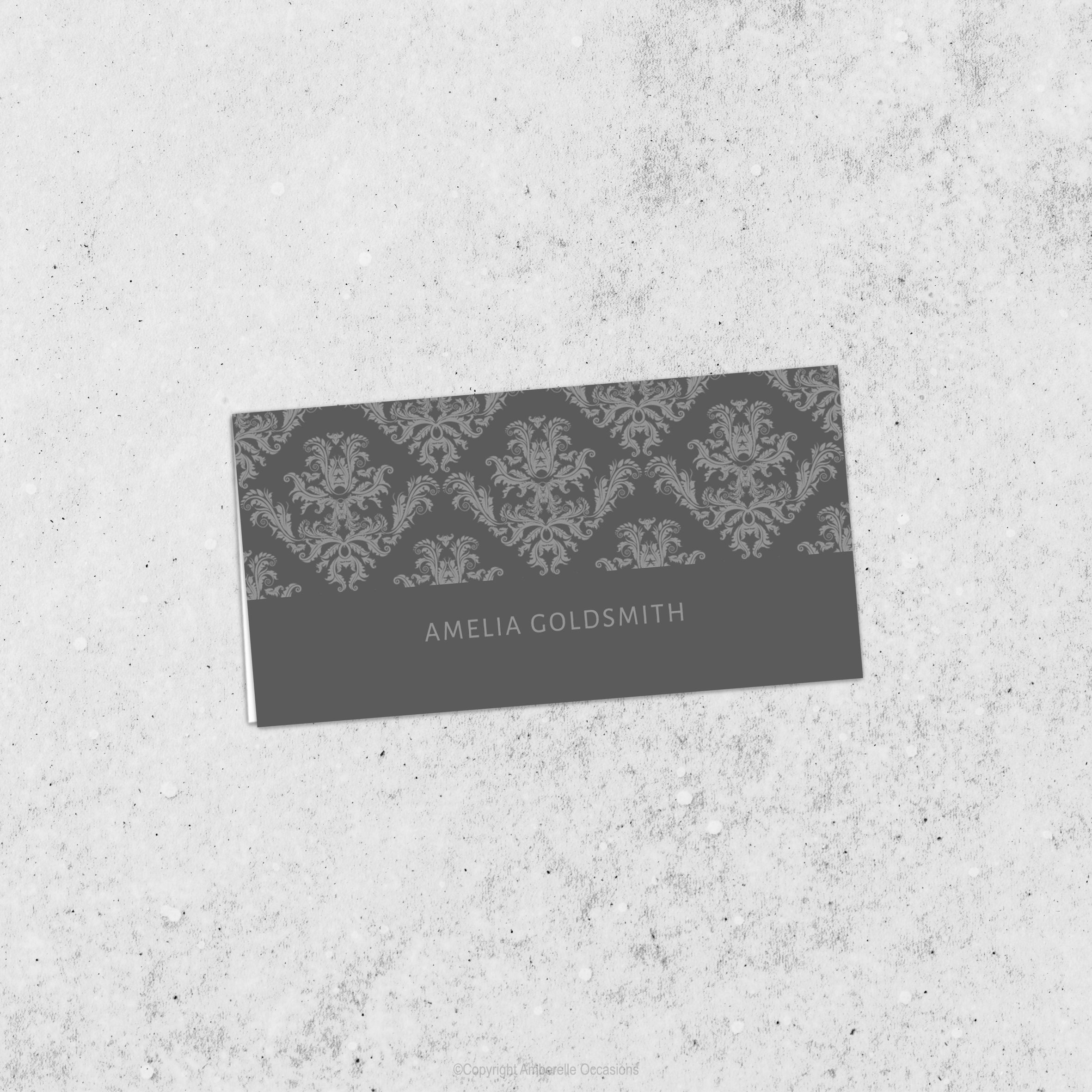 Evoke Damask Grey Wedding Place Card