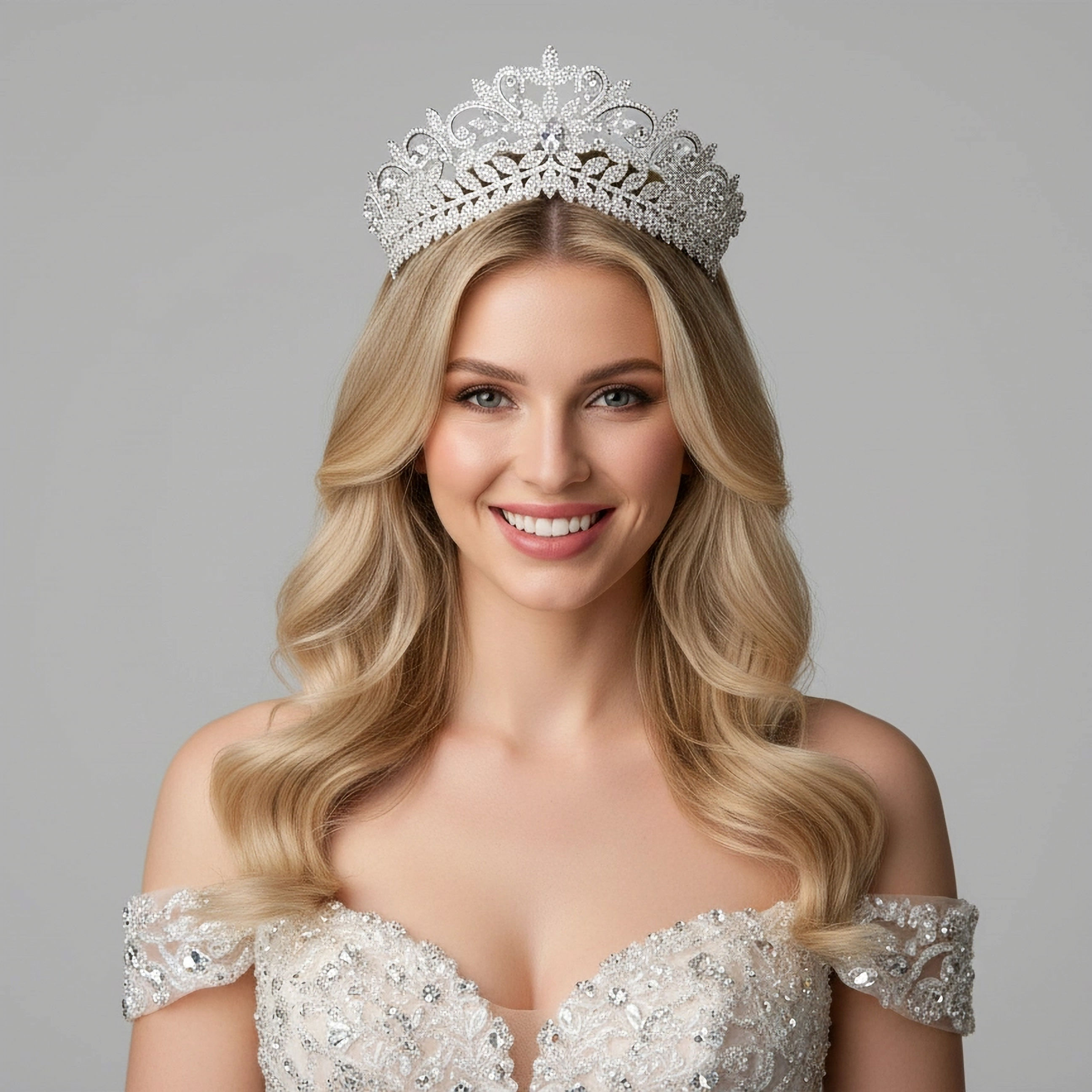 AMBERELLE IMOGEN CZ (SILVER) BRIDAL TIARA