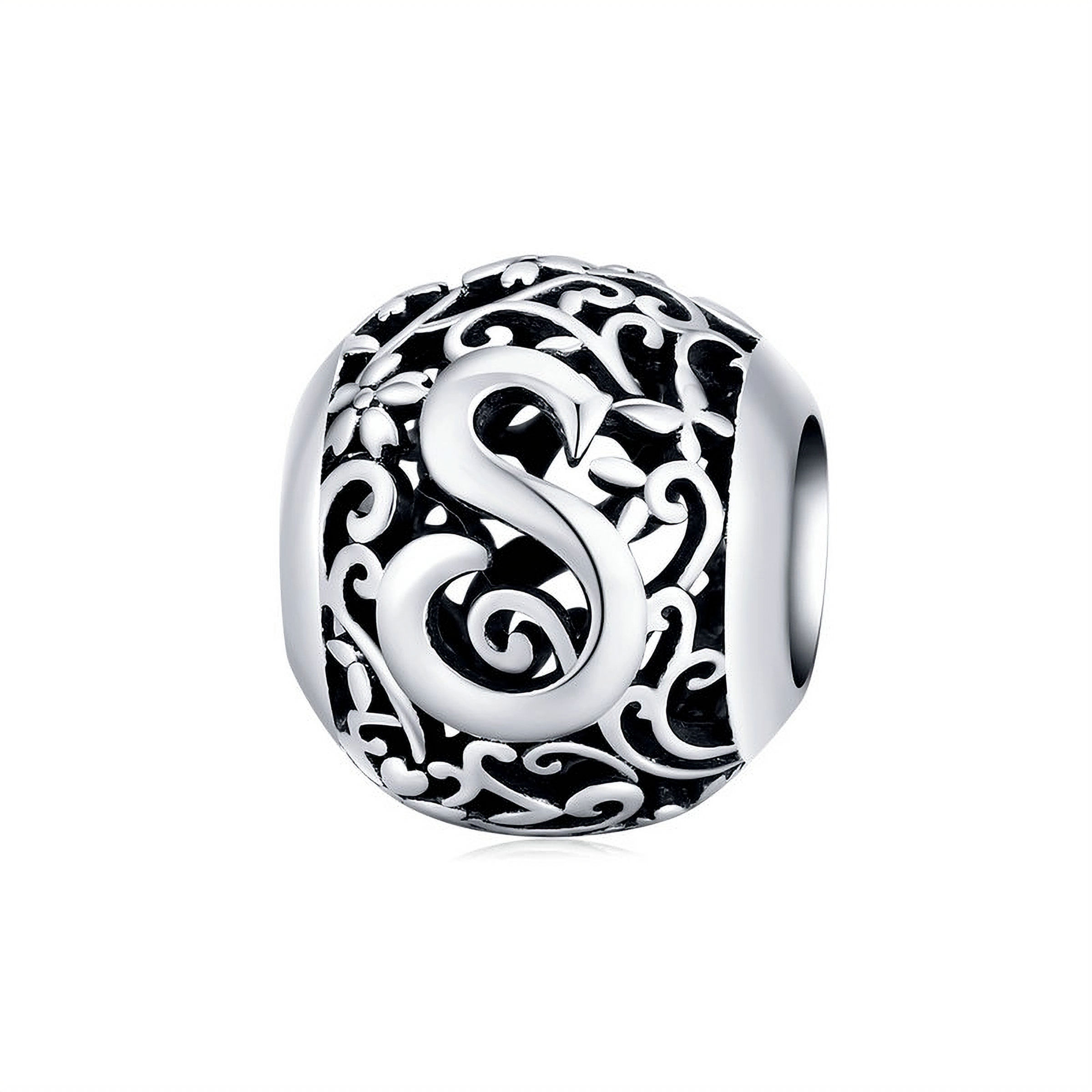 HARMONY FLORAL LETTER S (SILVER) BEAD