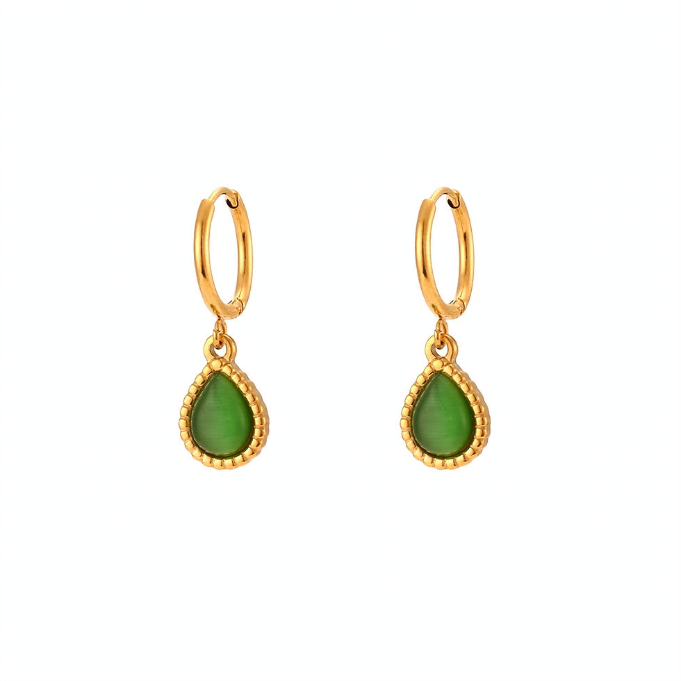 Thumbnail: ROSELLE NATURAL STONE PEARL (18K GOLD) HOOP EARRINGS, NECKLACE