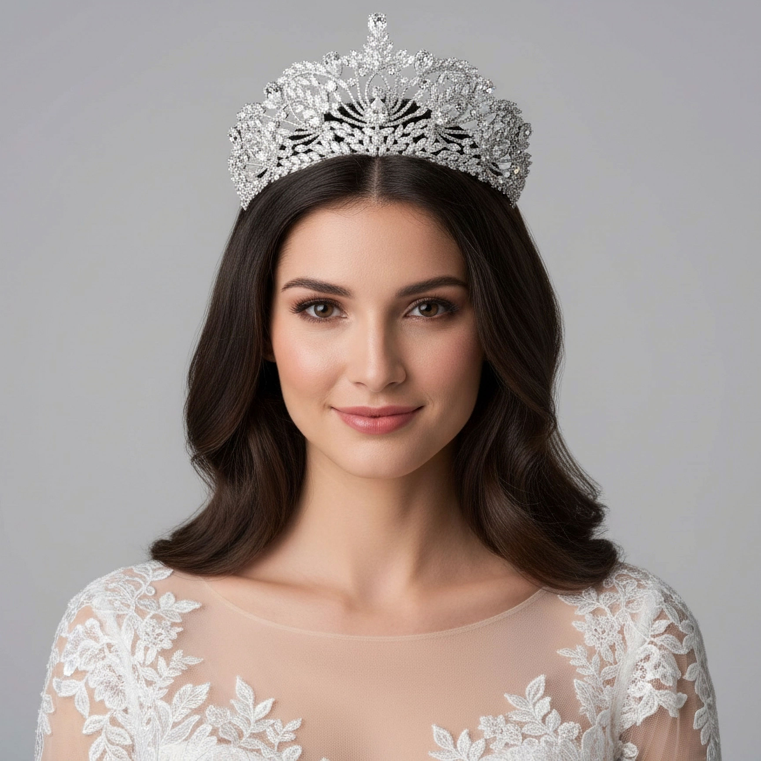AMBERELLE GEORGINA CZ (SILVER) BRIDAL TIARA