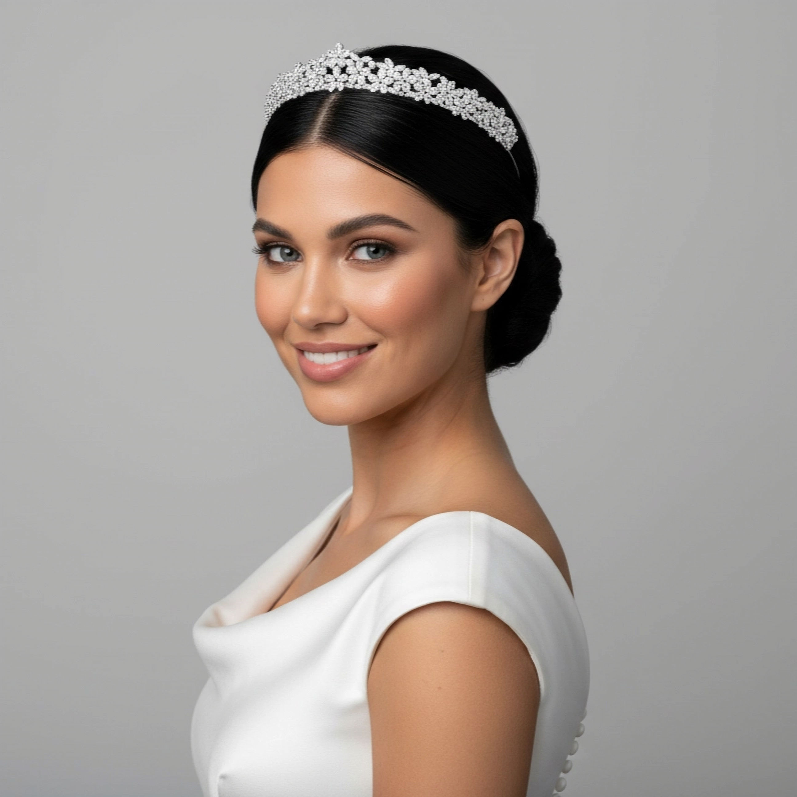 AMBERELLE ISABELLA CZ (SILVER) BRIDAL TIARA
