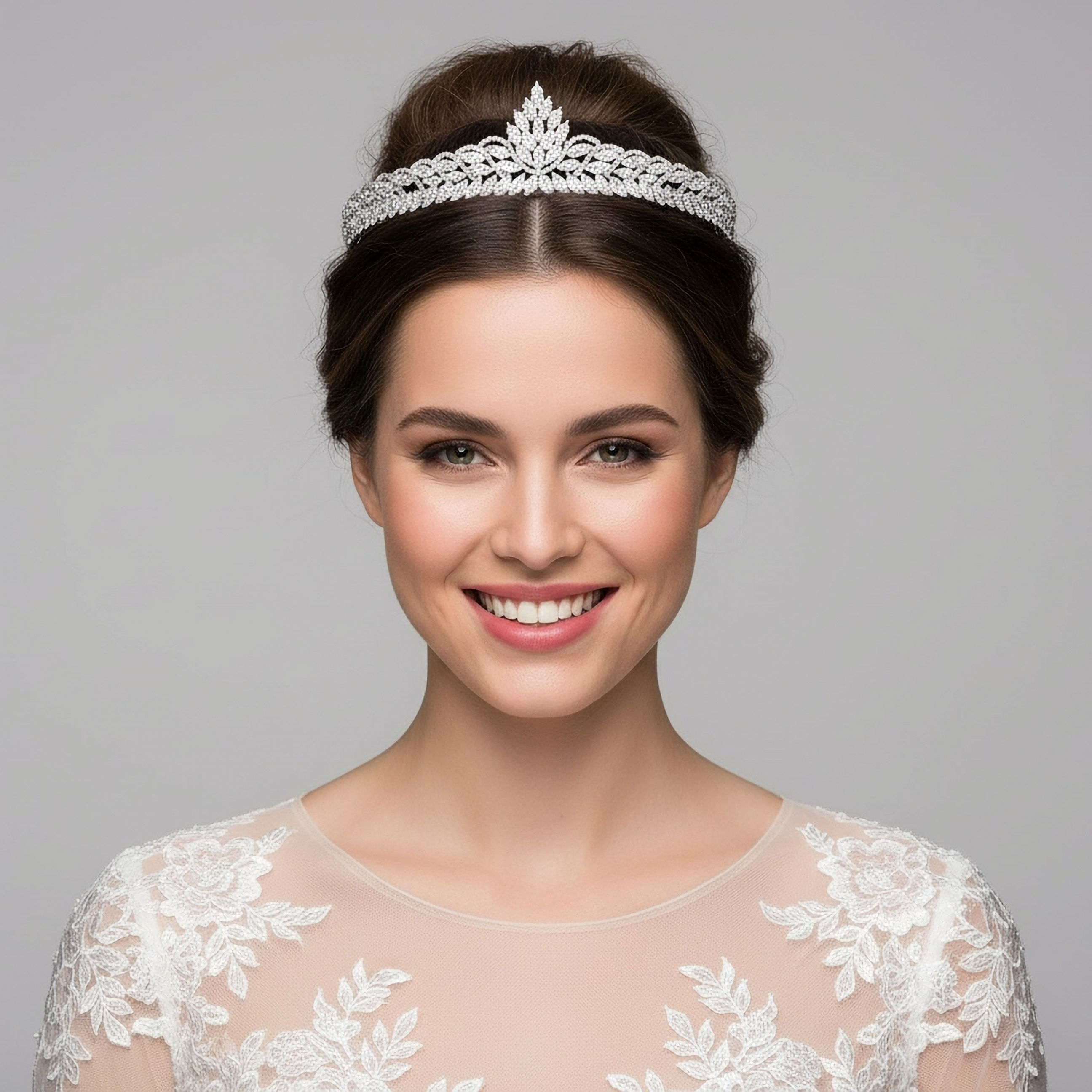 AMBERELLE CAROLINE CZ (SILVER) BRIDAL TIARA