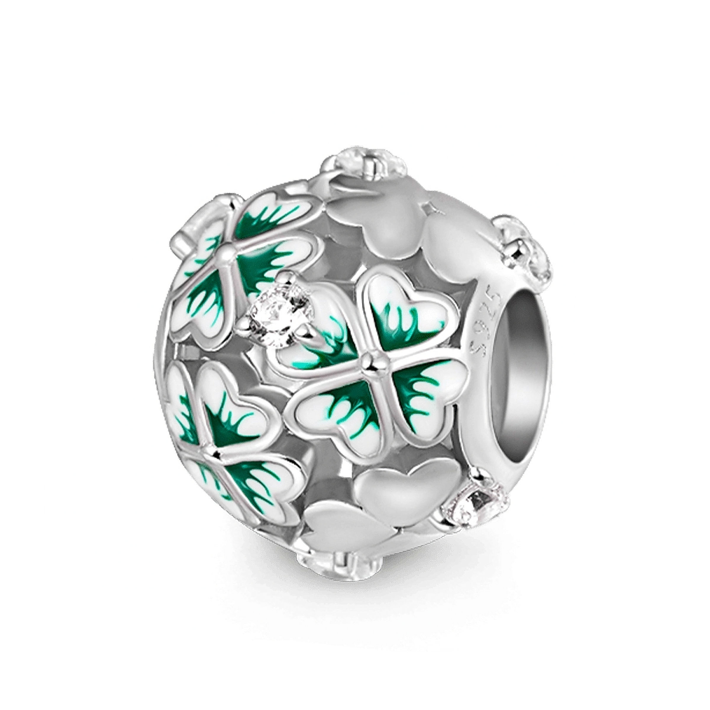 HARMONY GREEN FLOWER GARDEN CZ (SILVER) BEAD