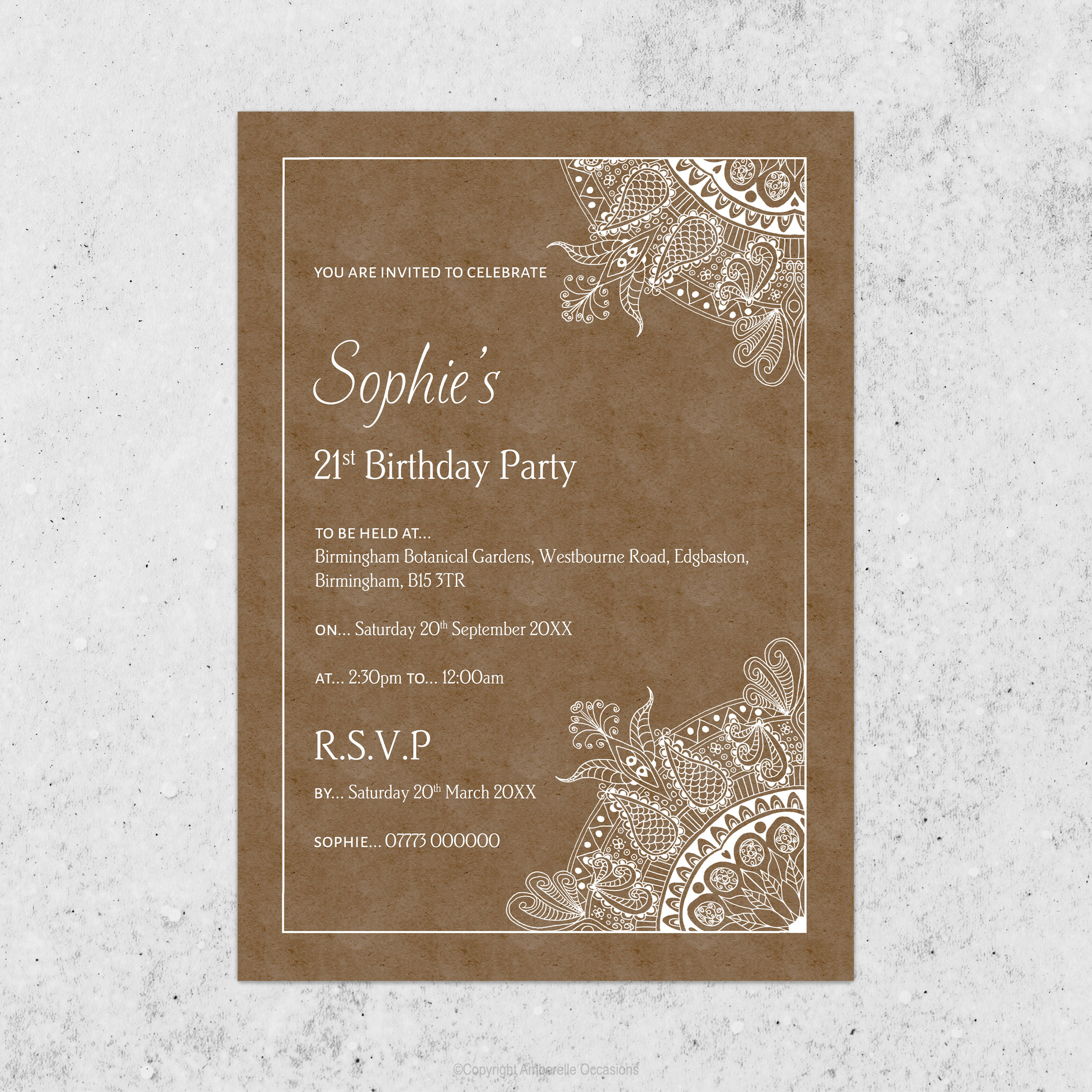 Evoke White Lace Birthday Invitation