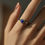 Thumbnail: CELINA VINTAGE BLUE OPAL HEART CZ (SILVER) RING