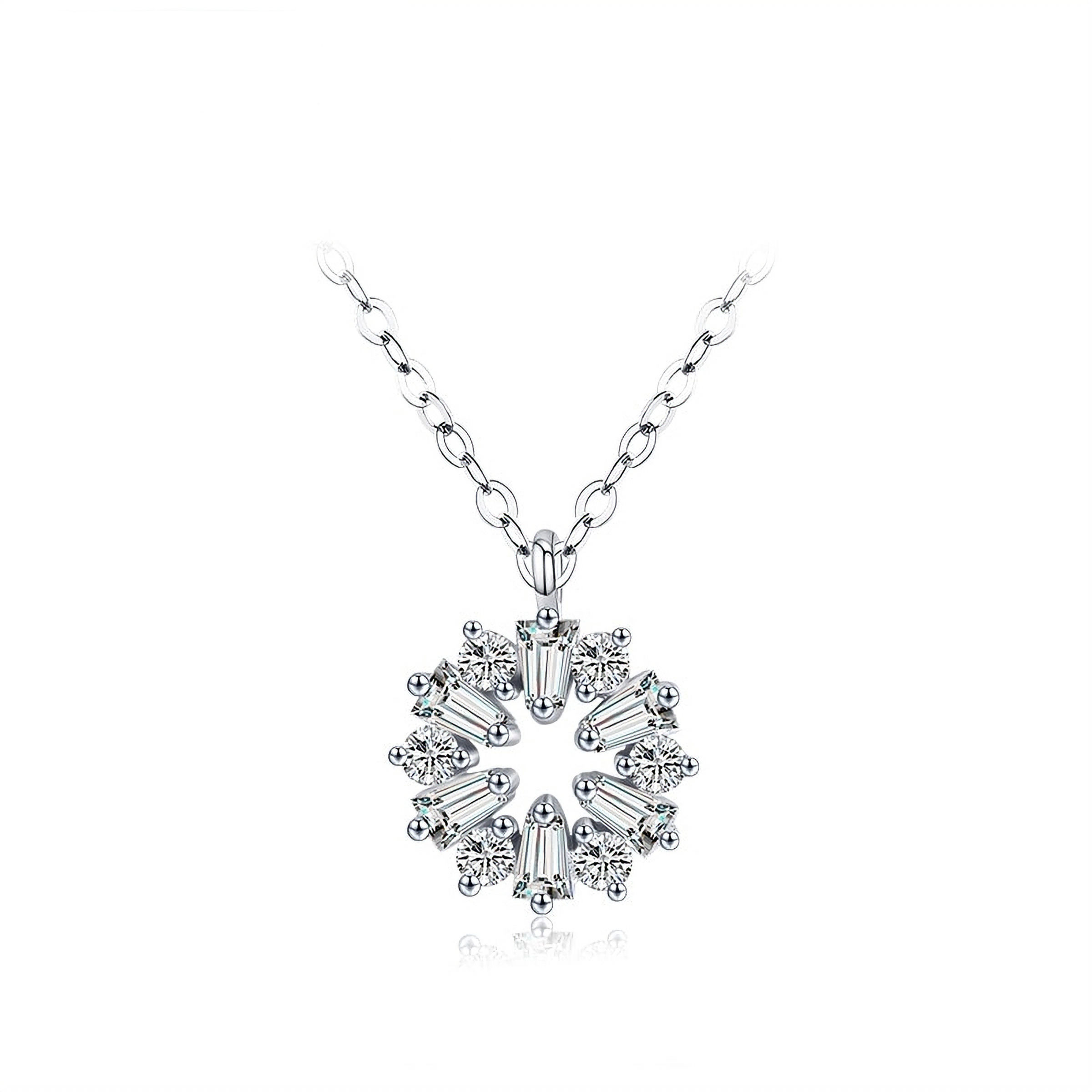 CELINA CIRCLE HALO ICE CZ PENDANT (SILVER) NECKLACE