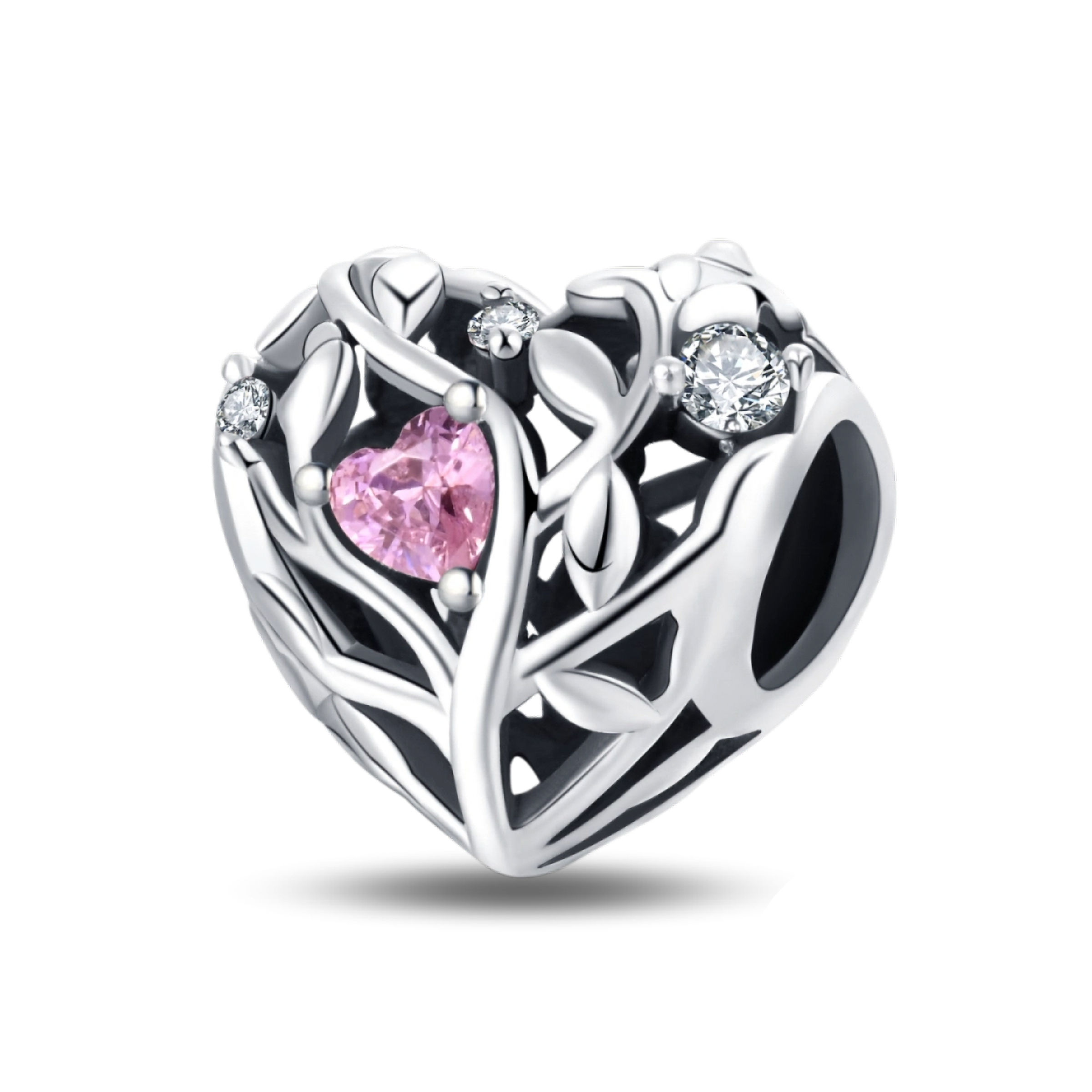 HARMONY HEART IN THE VINES CZ (SILVER) CHARM