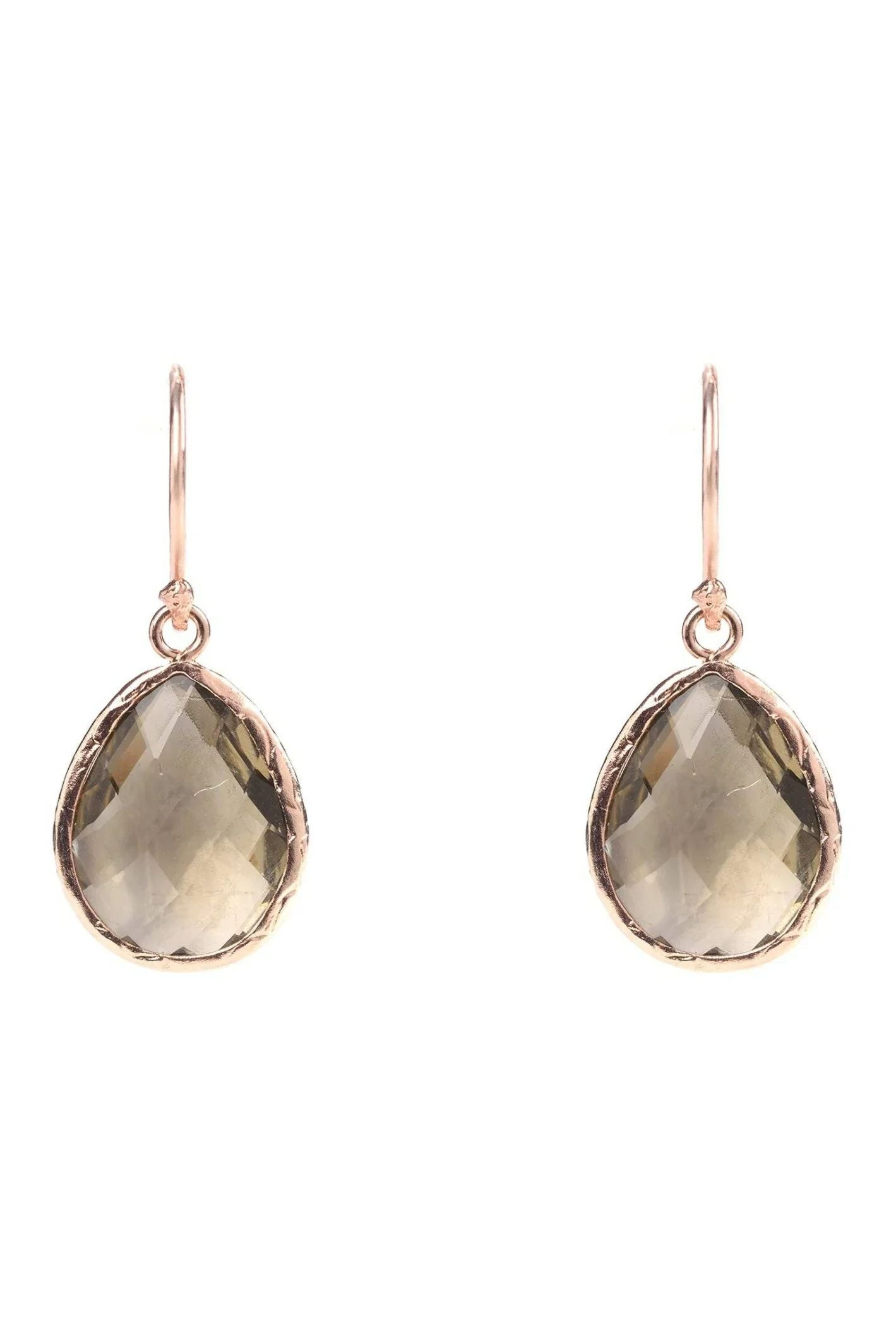 LATELITA PETITE SMOKEY QUARTZ (ROSE GOLD) DROP EARRINGS