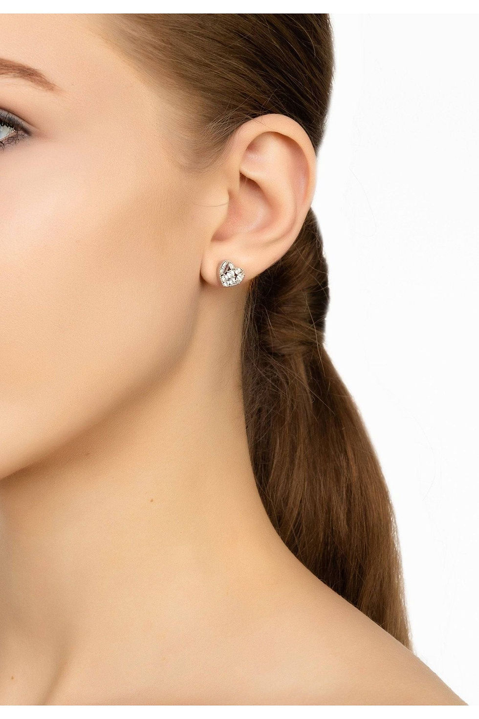 Thumbnail: LATELITA HEART SPARKLING CZ (SILVER) STUD EARRINGS