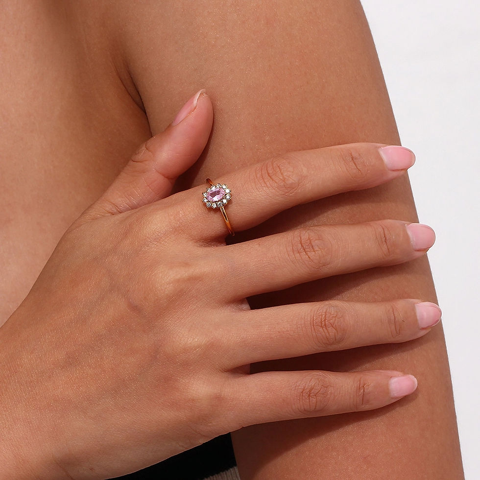 Thumbnail: ROSELLE OVAL FLORAL SHAPE CZ (18K GOLD) RING