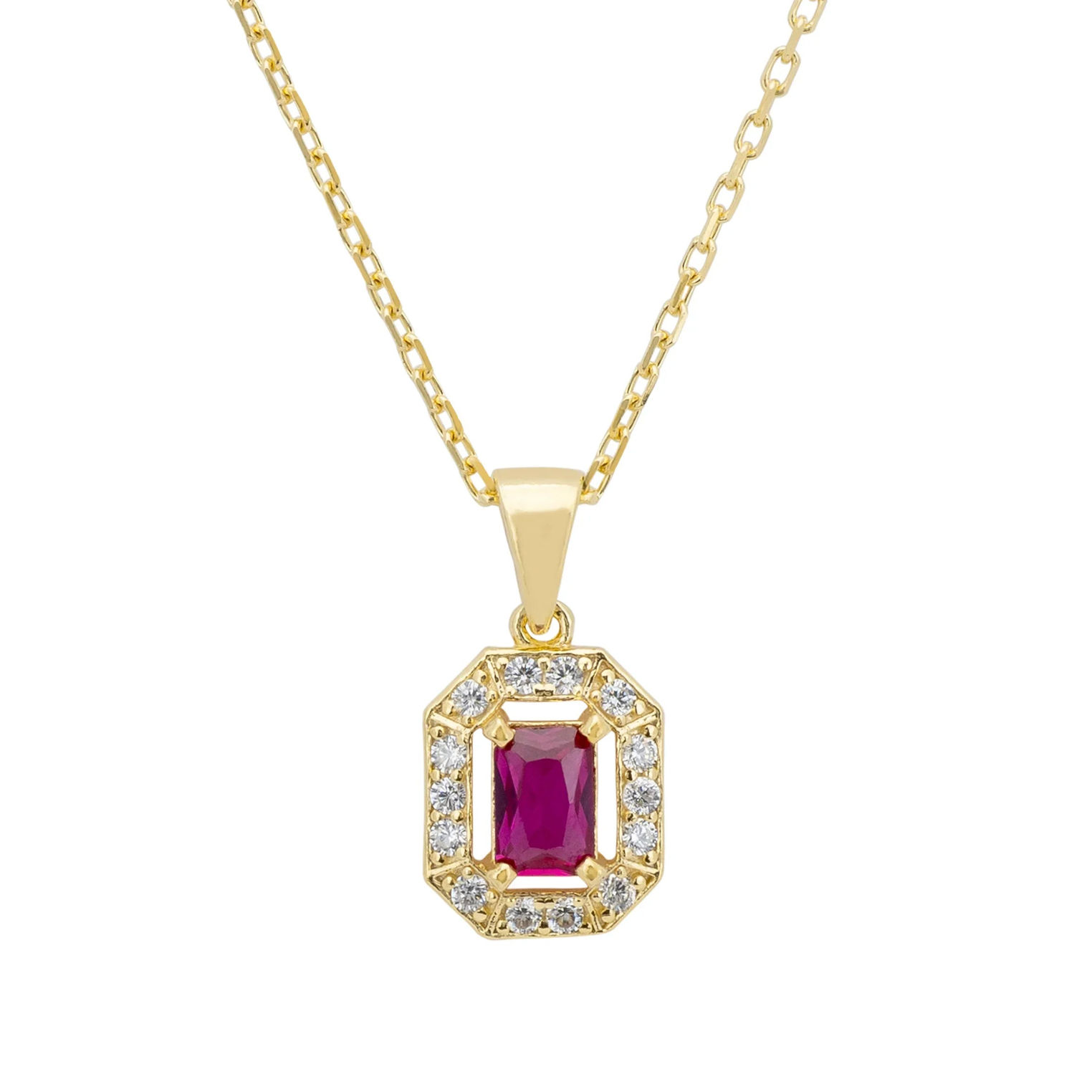 LATELITA WHISTLEDOWN GEMSTONE RUBY CZ (GOLD) PENDANT NECKLACE