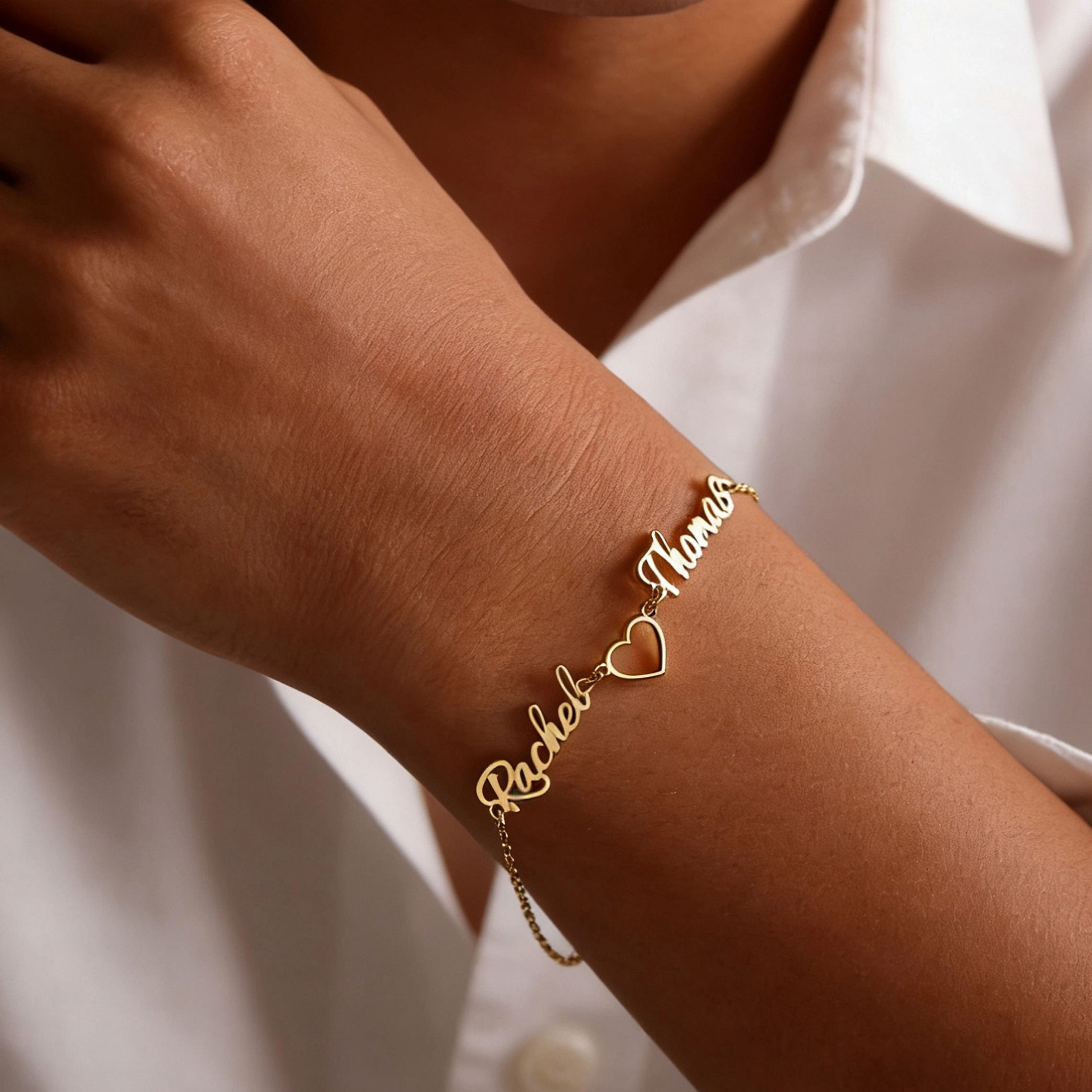 SIGNATURE YOU ME AND YOU NAMES CABLE CHAIN (SILVER, GOLD) BRACELET
