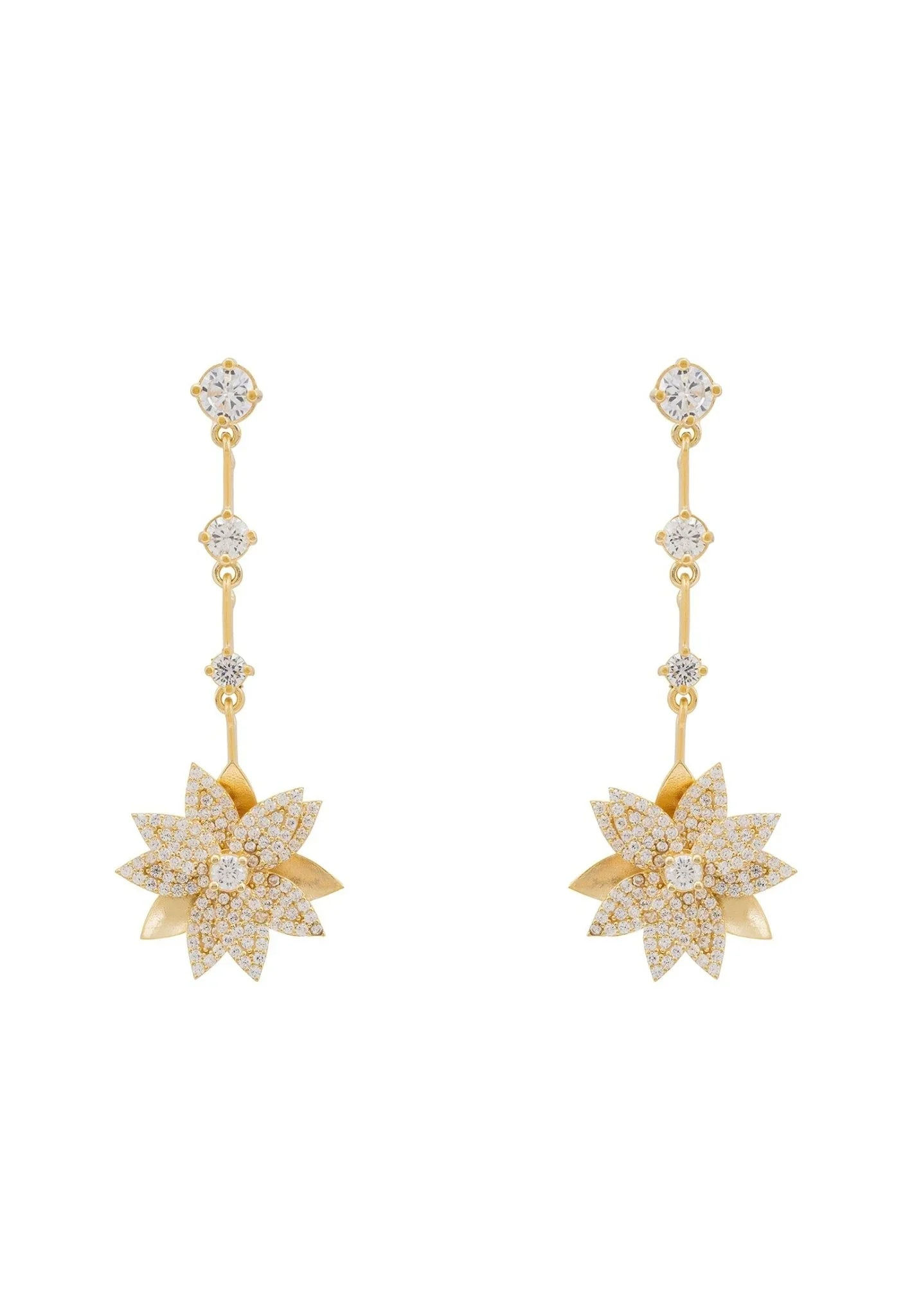LATELITA DAHLIA CZ (GOLD) DROP EARRINGS