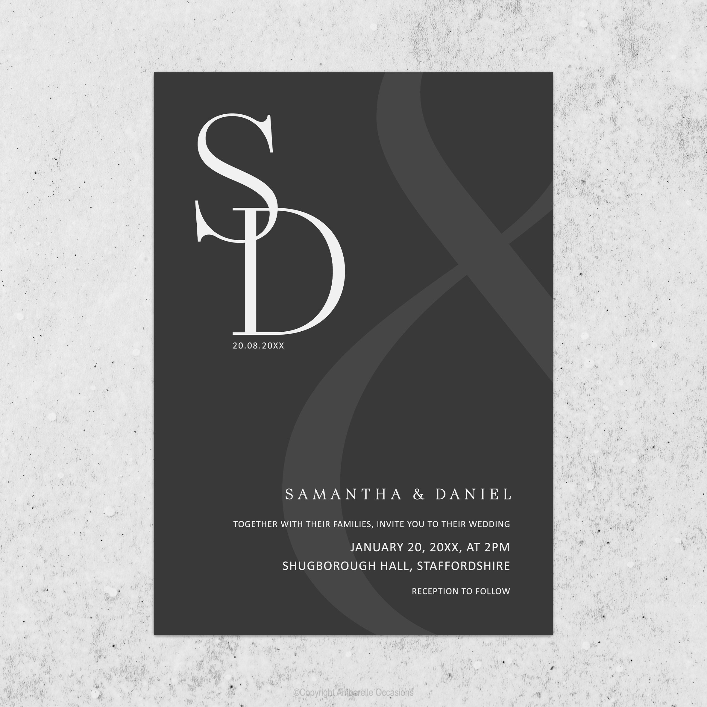 Evoke Dark Grey Modern Wedding Invitation