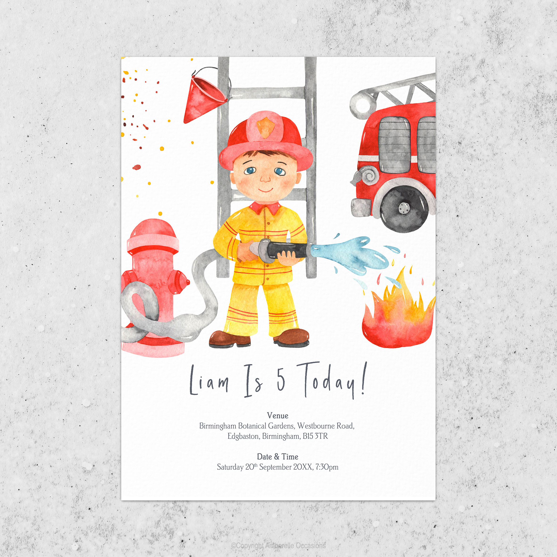 Evoke Fireman Children's Birthday Invitation