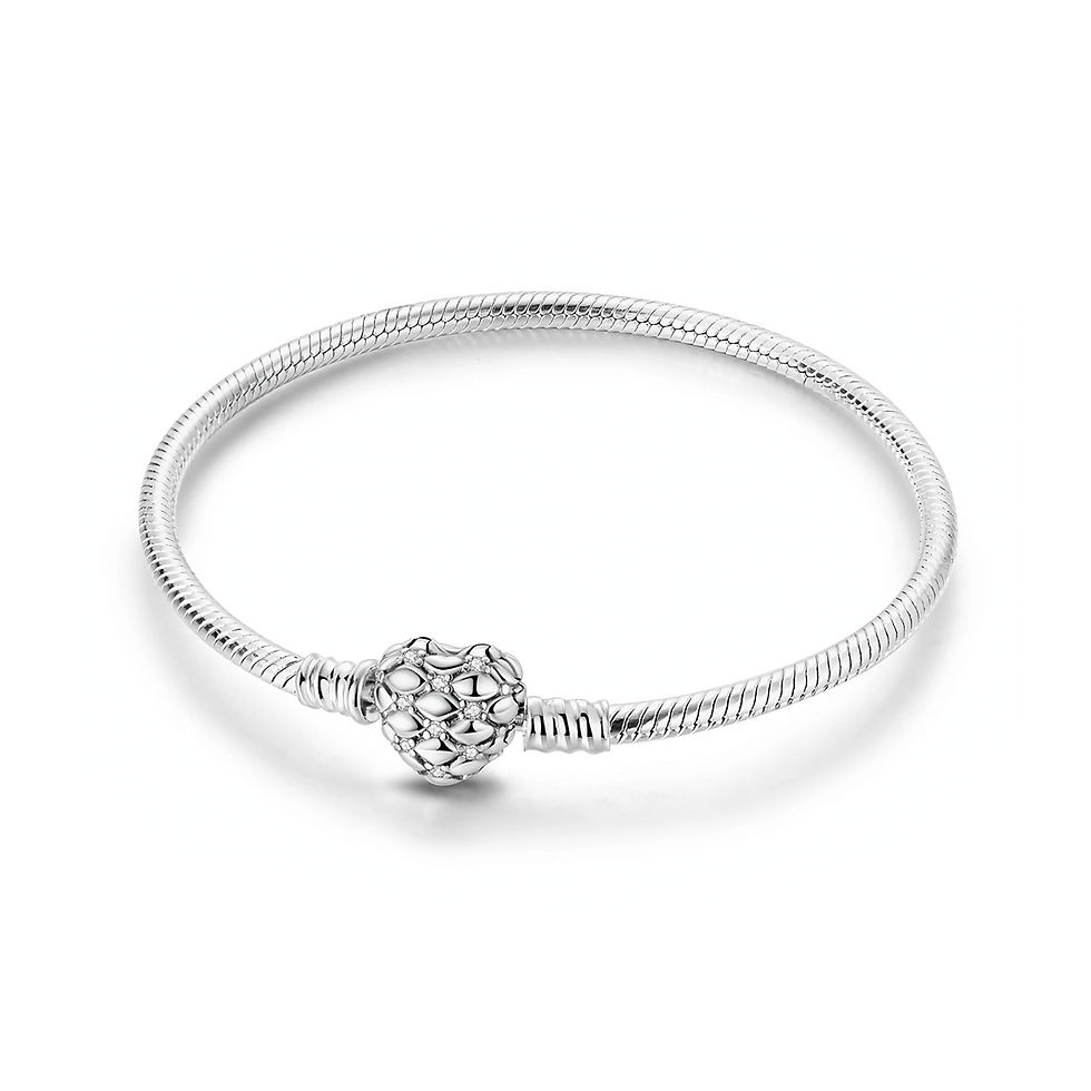 HARMONY QUILTED HEART CZ (SILVER) CHARM BRACELET