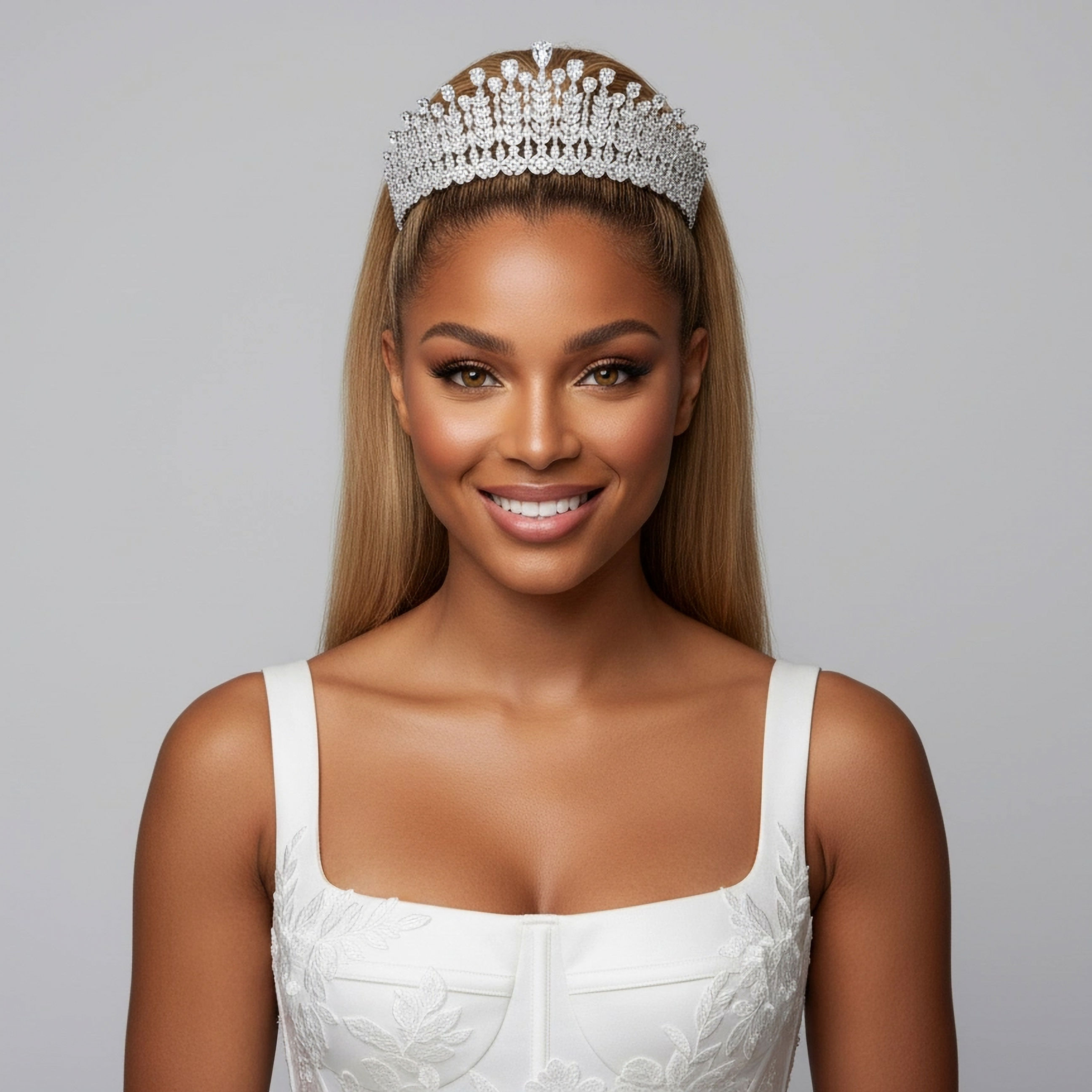 AMBERELLE IVY CZ (SILVER) BRIDAL TIARA