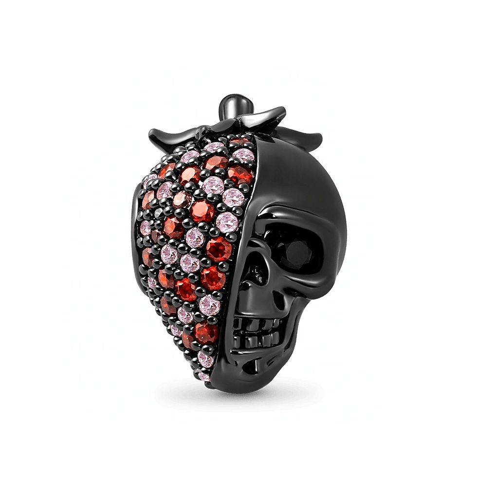 HARMONY STRAWBERRY SKULL CZ (BLACK GOLD) CHARM