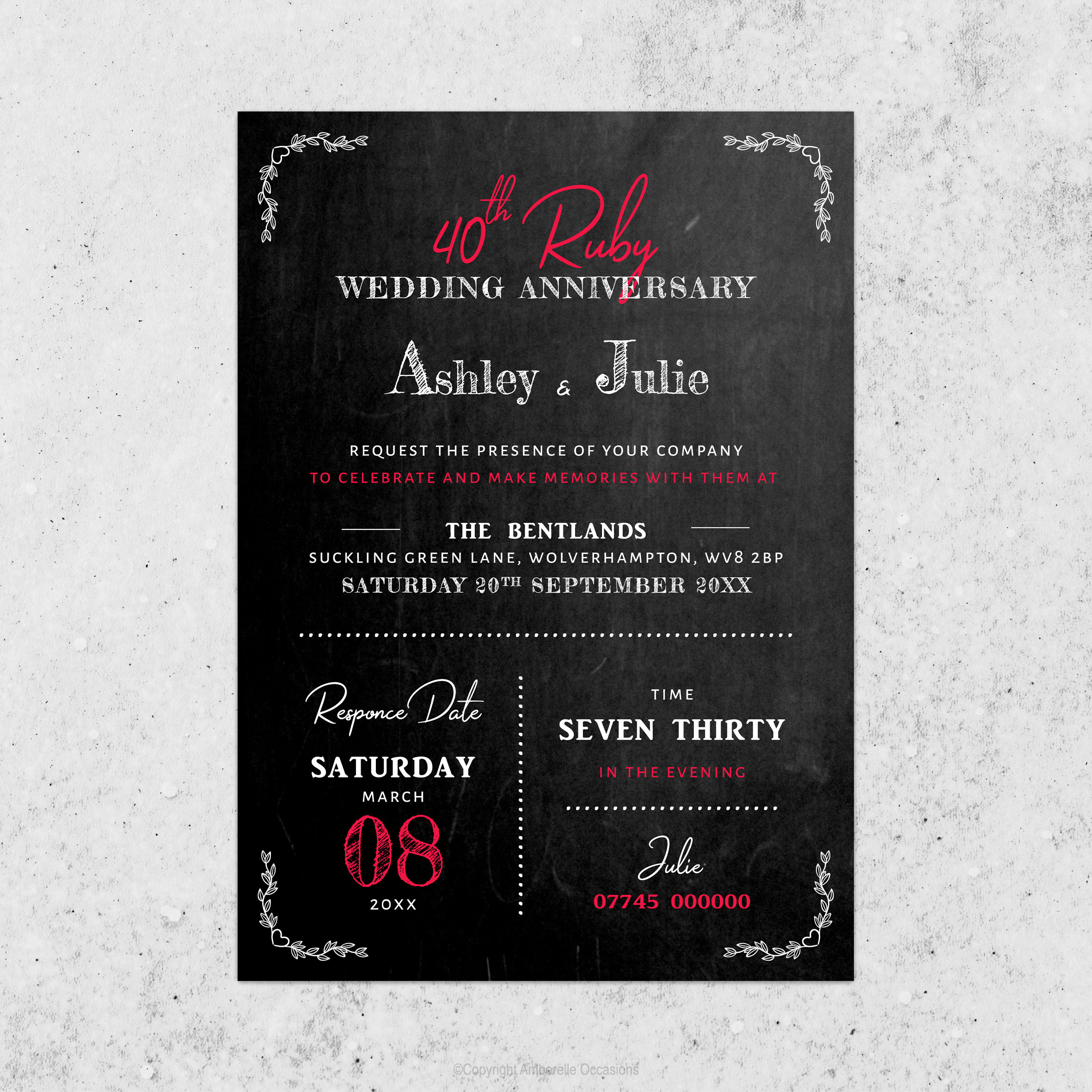 Evoke Chalkboard Anniversary Invitation