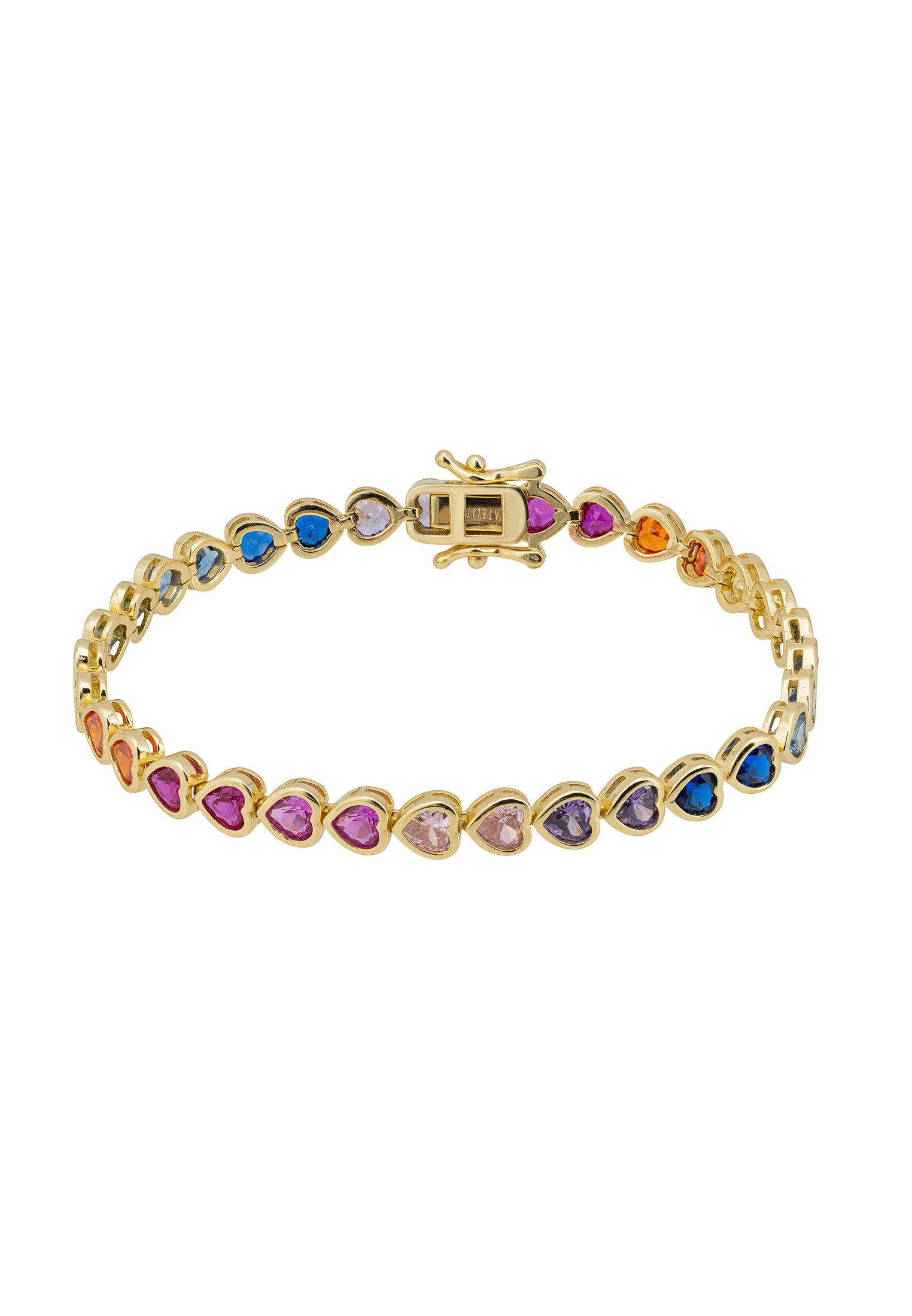 LATELITA HEART GARLAND MULTICOLOURED CZ (GOLD) TENNIS BRACELET