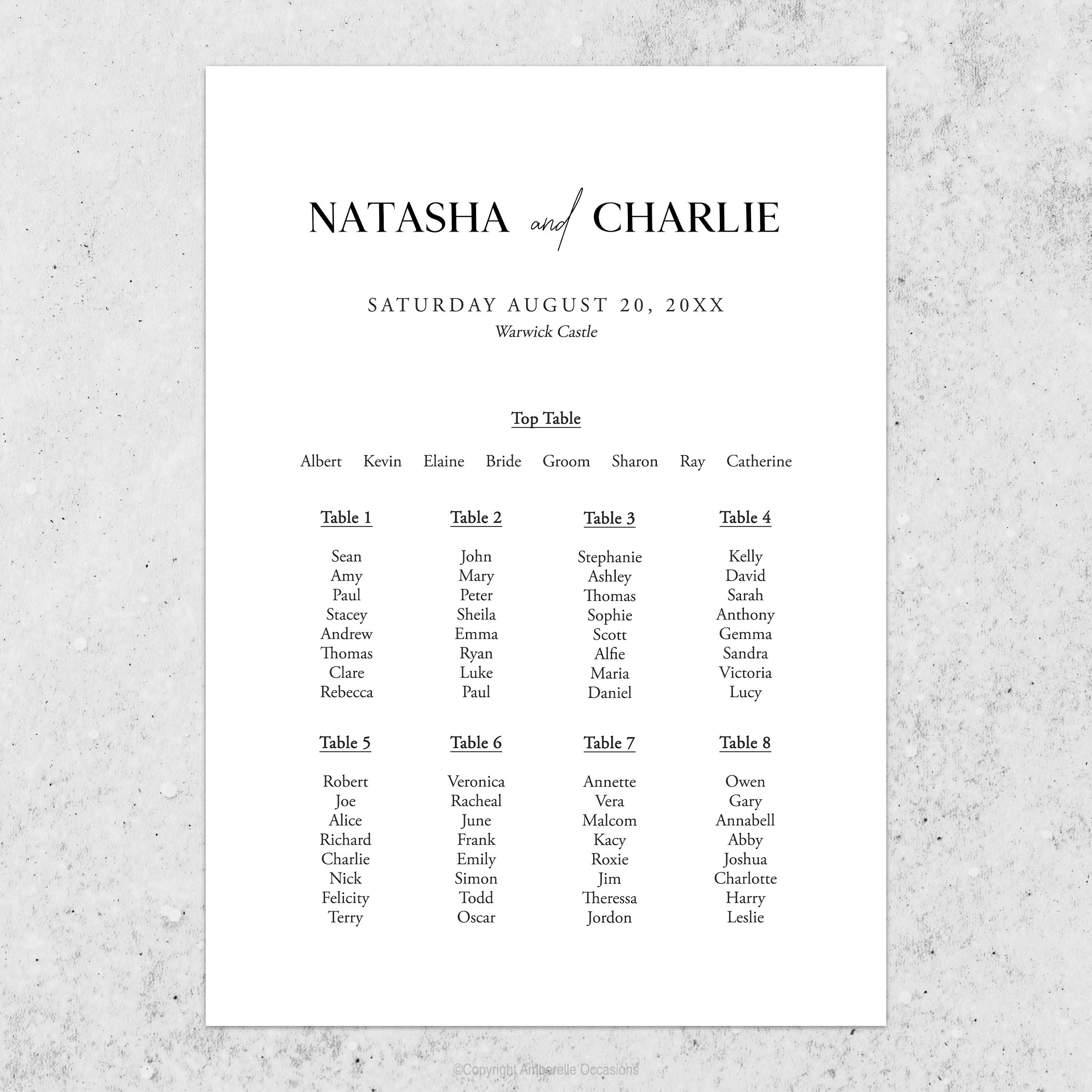 Evoke Whisper Wedding Table Plan