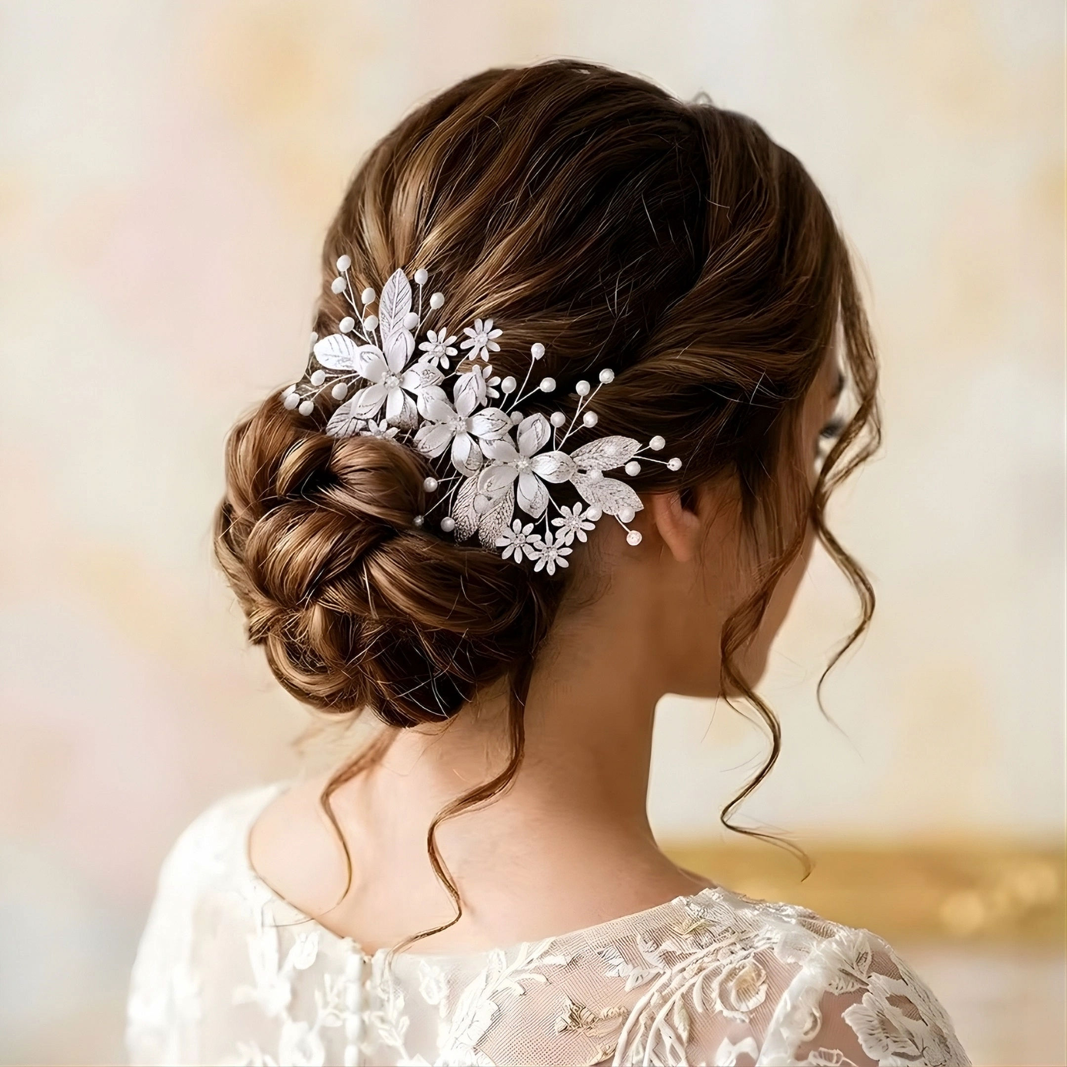 AMBERELLE ISADORA DIAMANTE PEARL (S) HANDMADE BRIDAL HAIR COMB