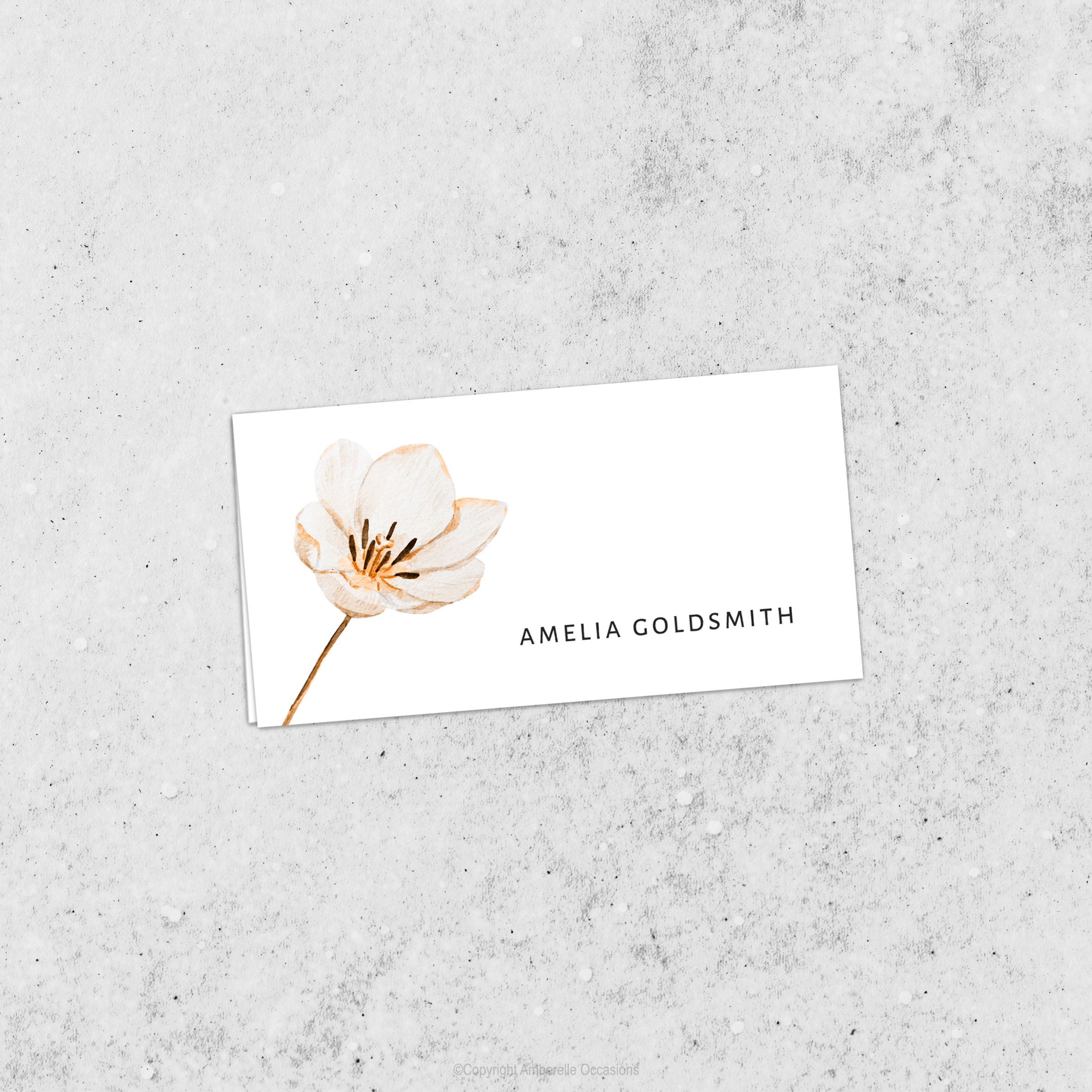 EVOKE CREAM PEACH LILY FLORAL WEDDING PLACE CARD