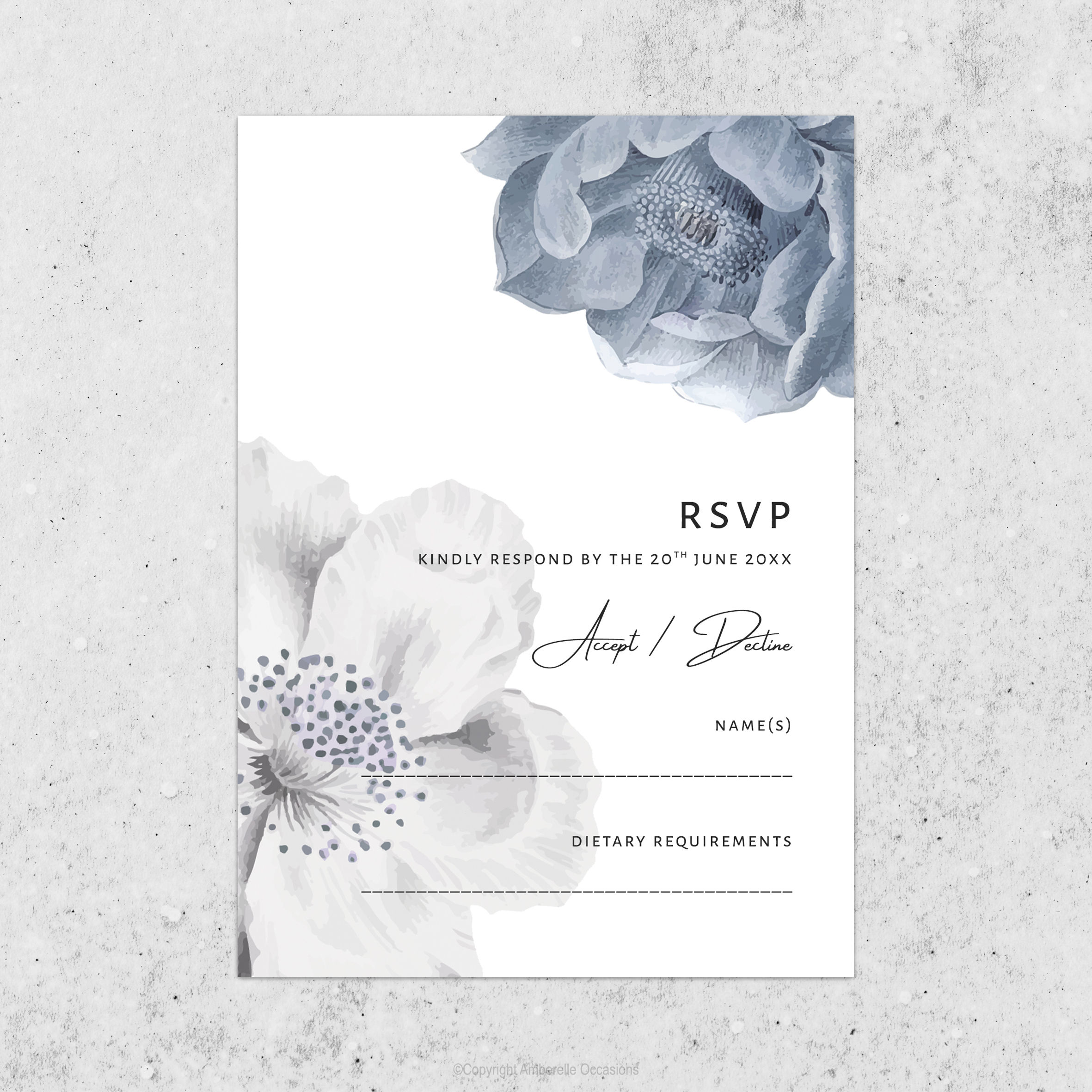 Evoke Navy Floral Wedding R.S.V.P
