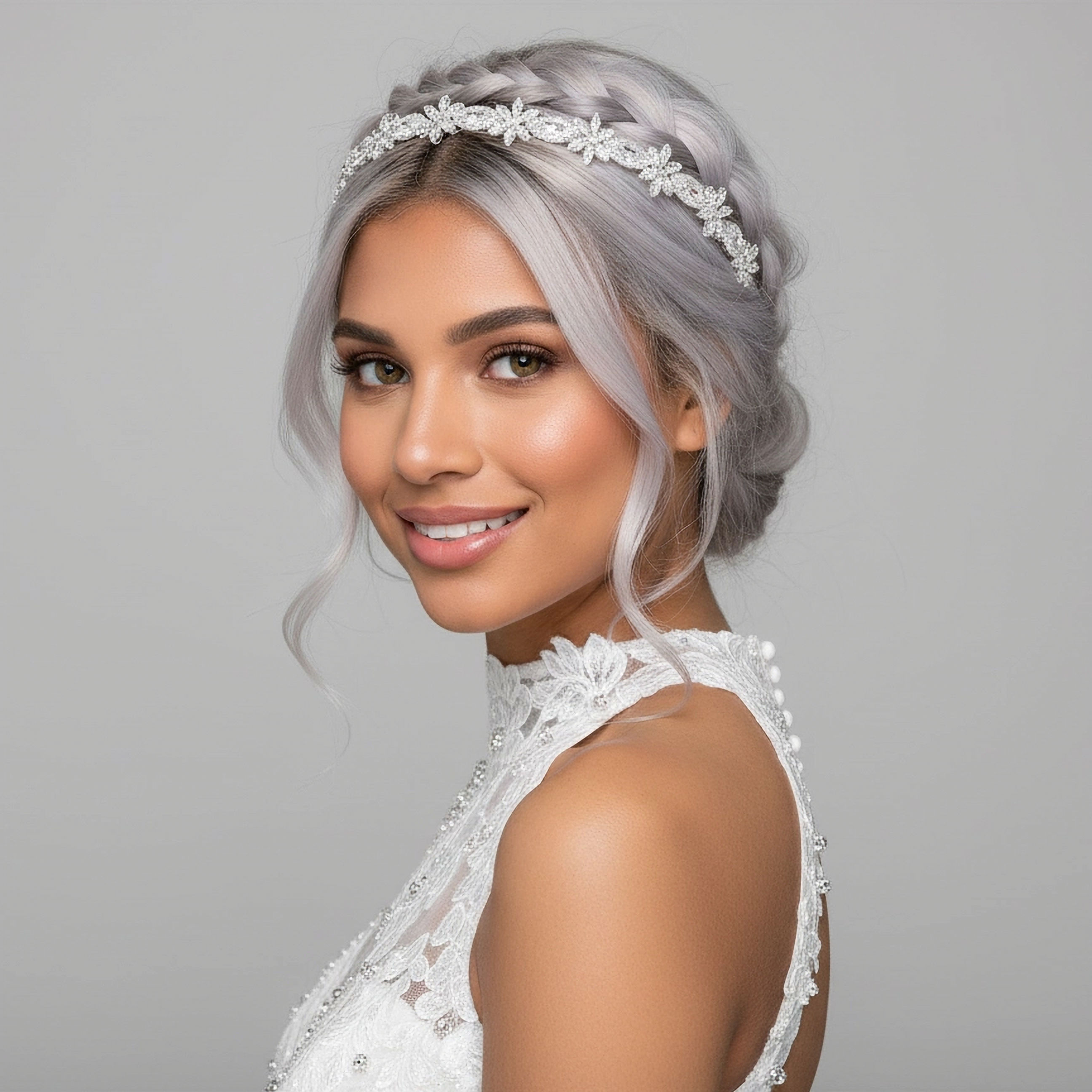 AMBERELLE CATHERINE CZ (SILVER) BRIDAL TIARA