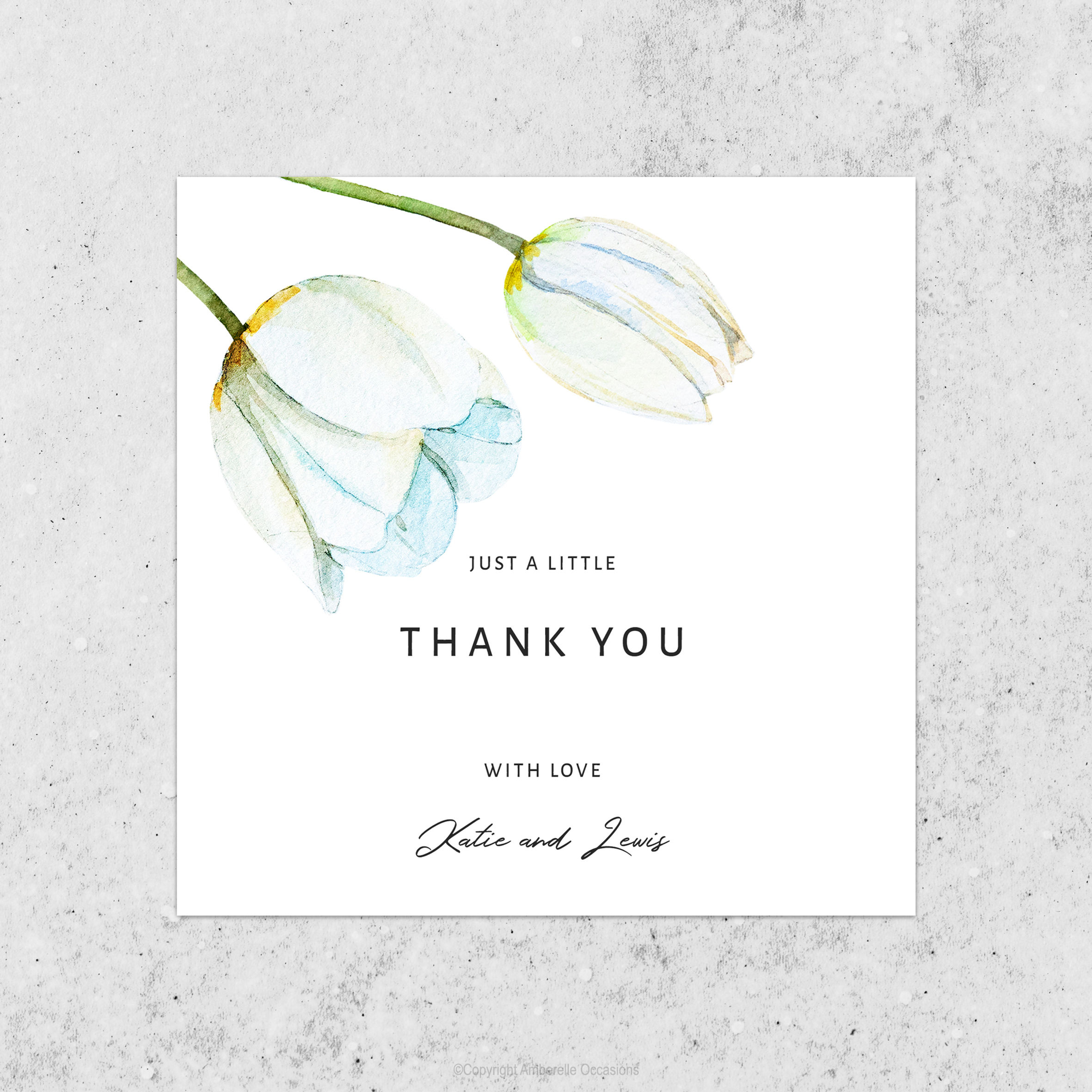 EVOKE BLUE TULIPS FLORAL WEDDING THANK YOU CARD