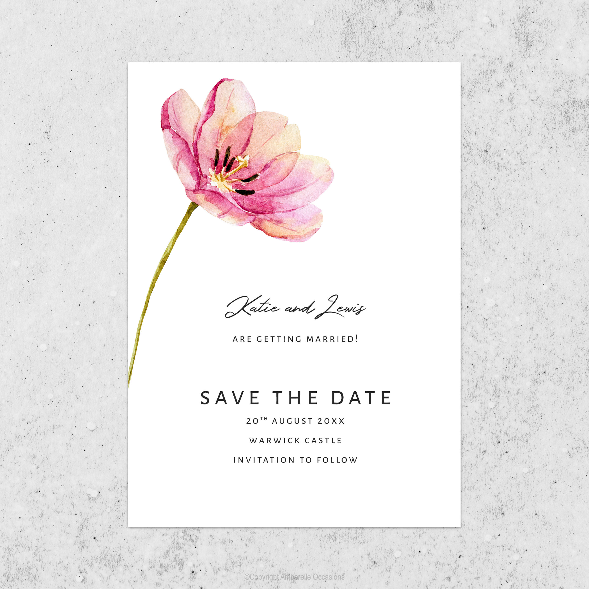 Evoke Pink Lily Floral Wedding Save The Date