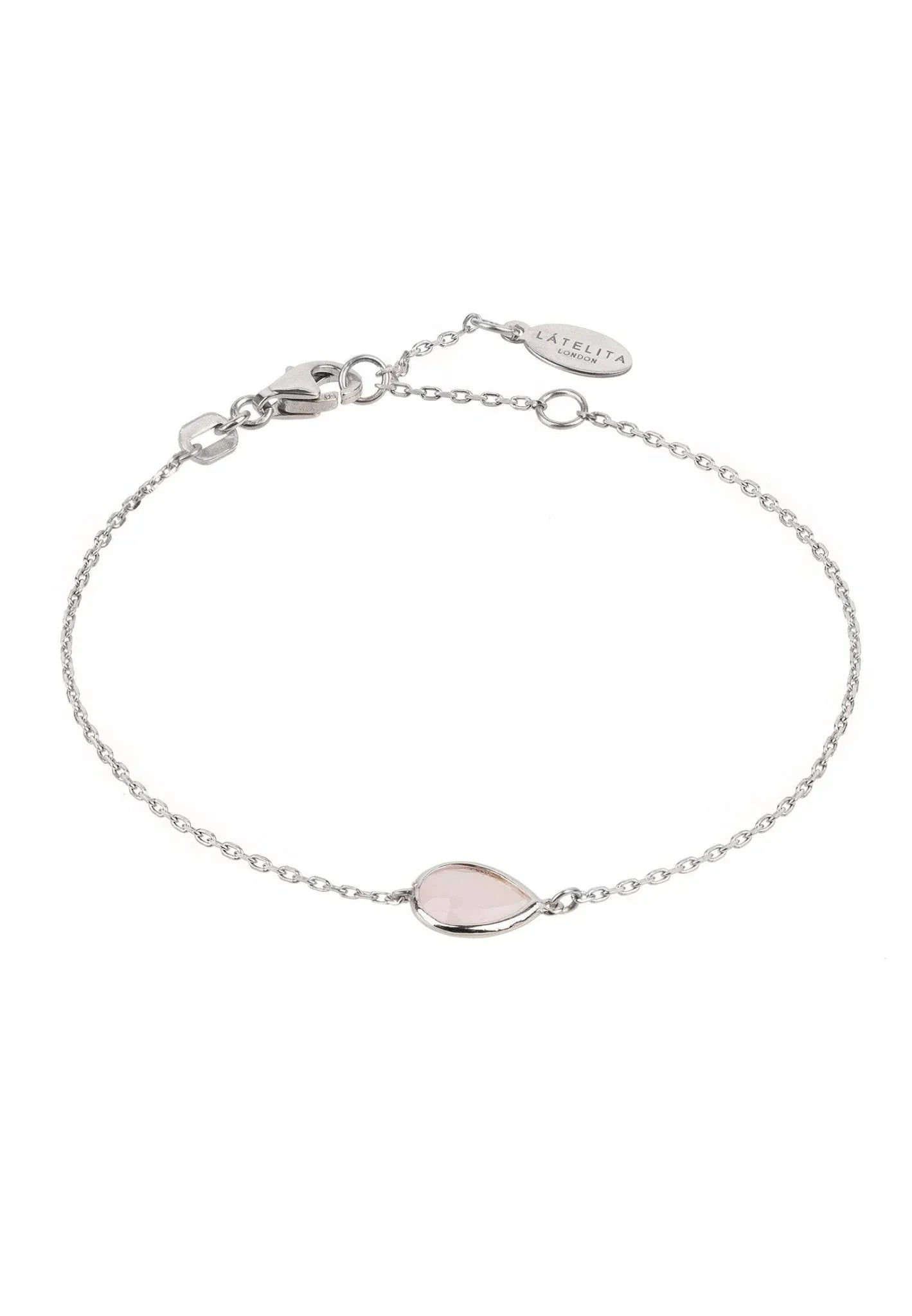 LATELITA PISA MINI TEARDROP ROSE QUARTZ (SILVER) BRACELET