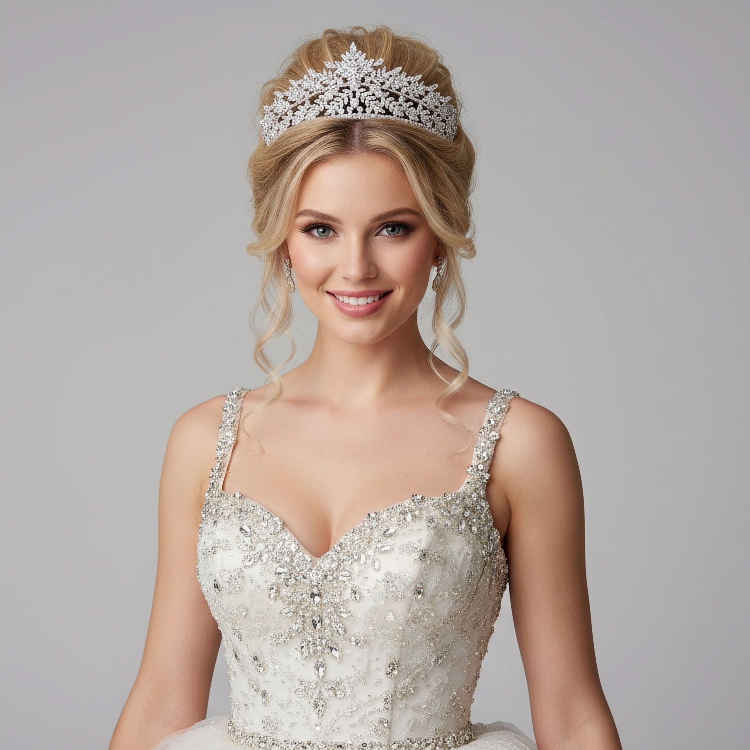 AMBERELLE PHILIPPA CZ (SILVER) BRIDAL TIARA