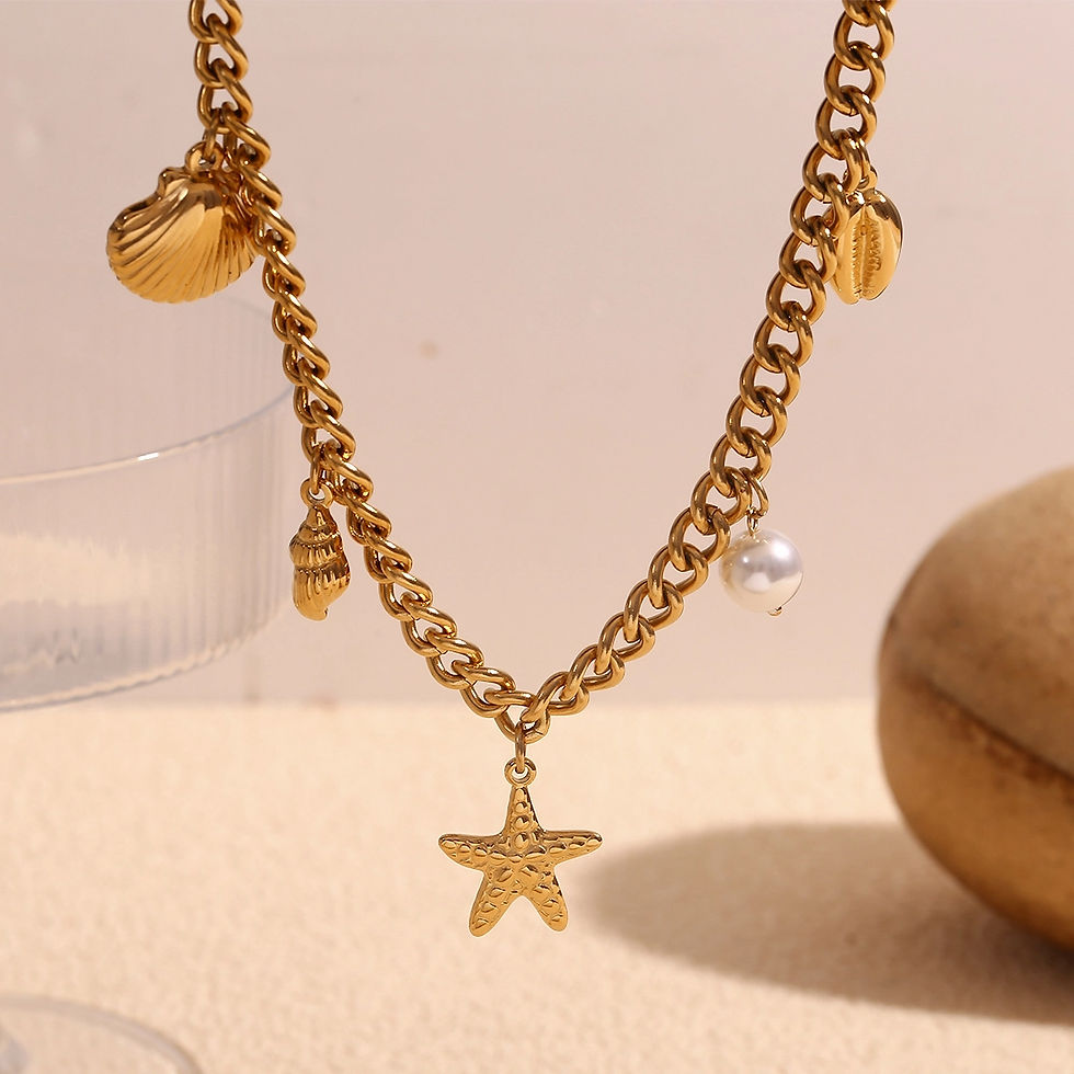 ROSELLE OCEAN STYLE CHARM STARFISH SHELLS (18K GOLD) NECKLACE
