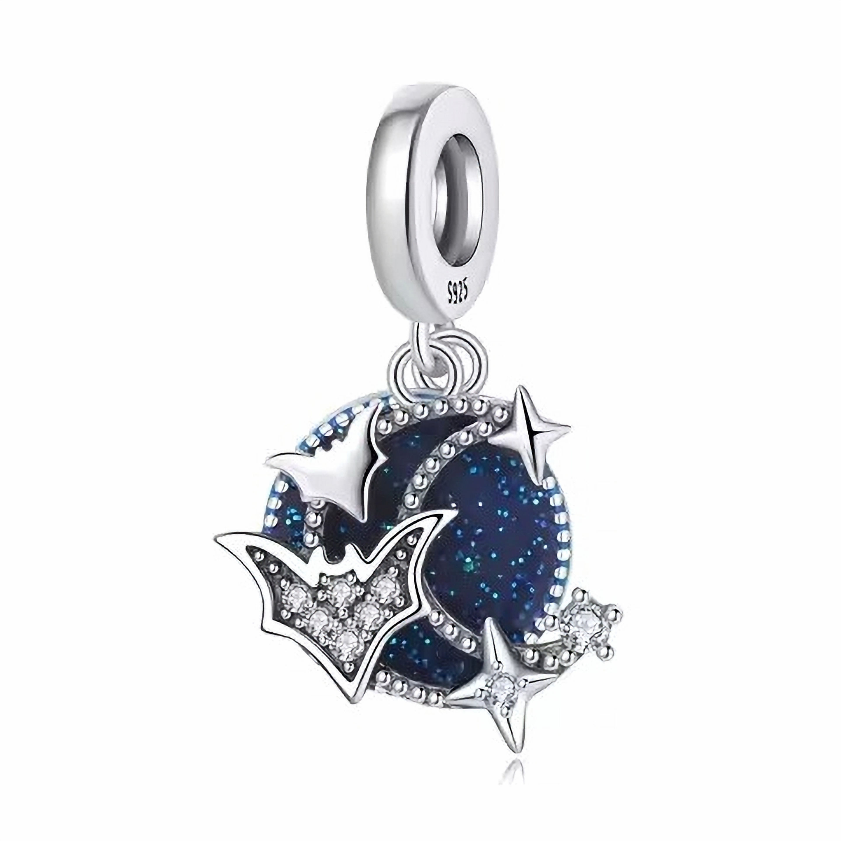 HARMONY BATS ON THE MOON CZ (SILVER) PENDANT