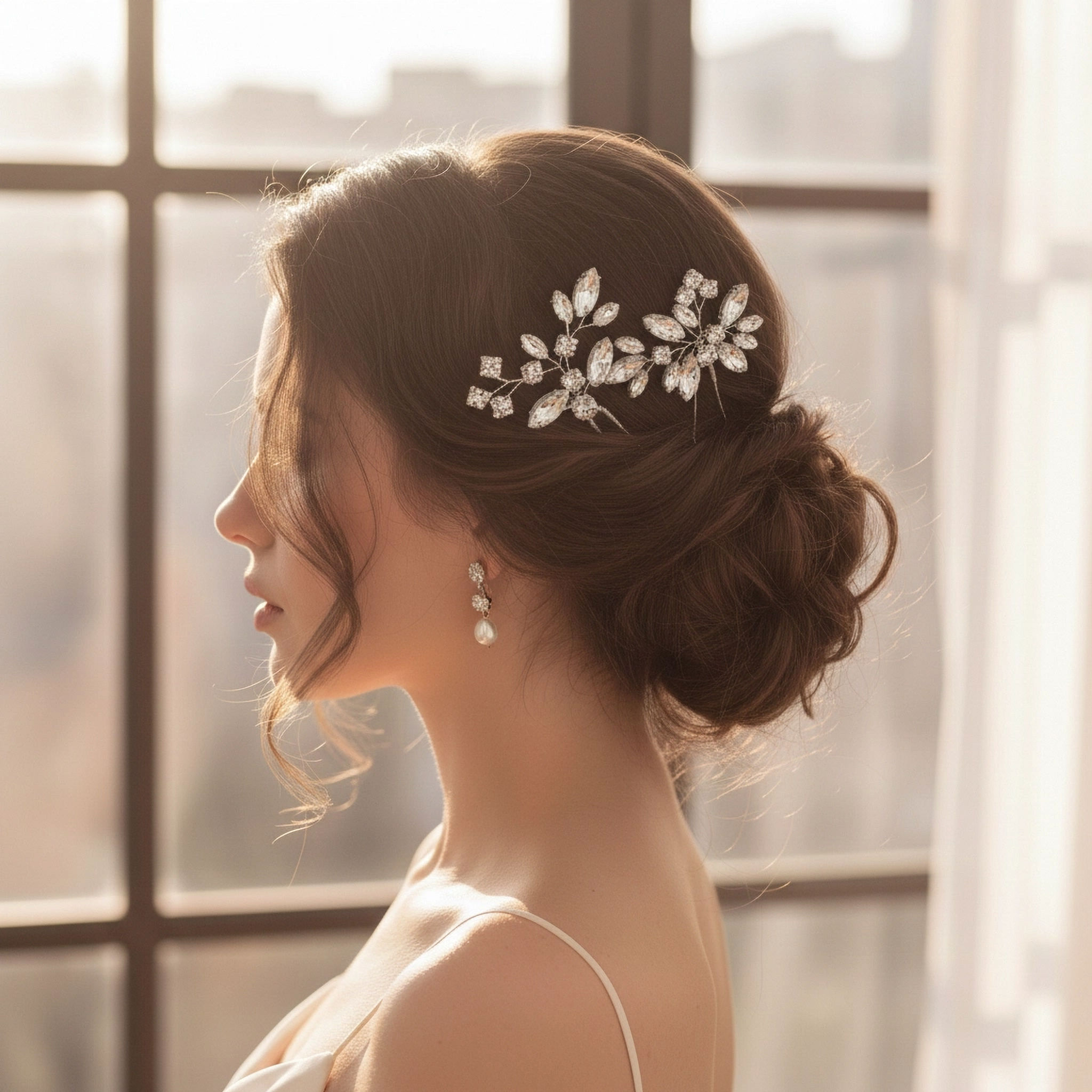 AMBERELLE HENRIETTA DIAMANTE CRYSTAL (S/G) 3PK HANDMADE BRIDAL HAIR PINS