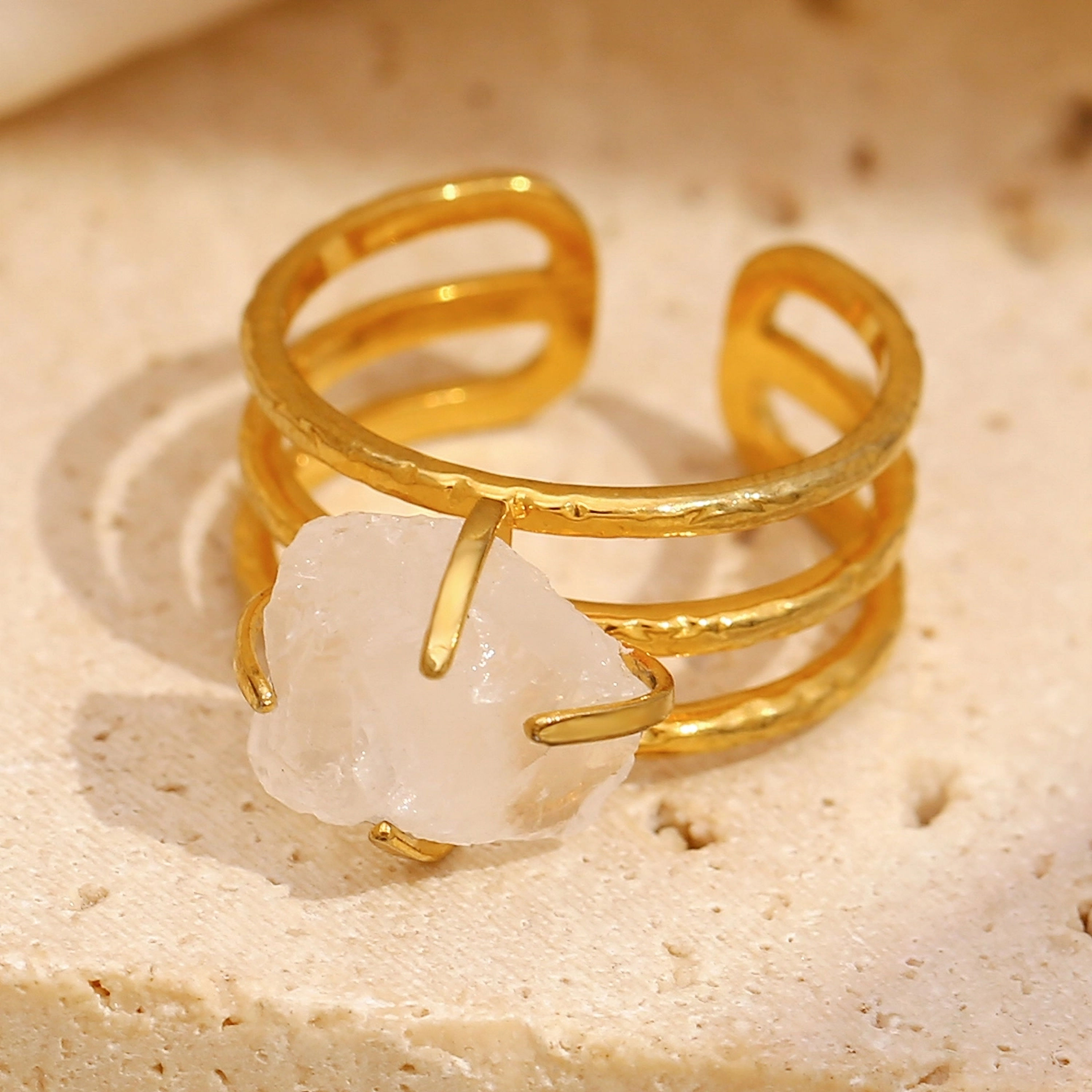Roselle 3 Layer White Crystal (18K G) Ring
