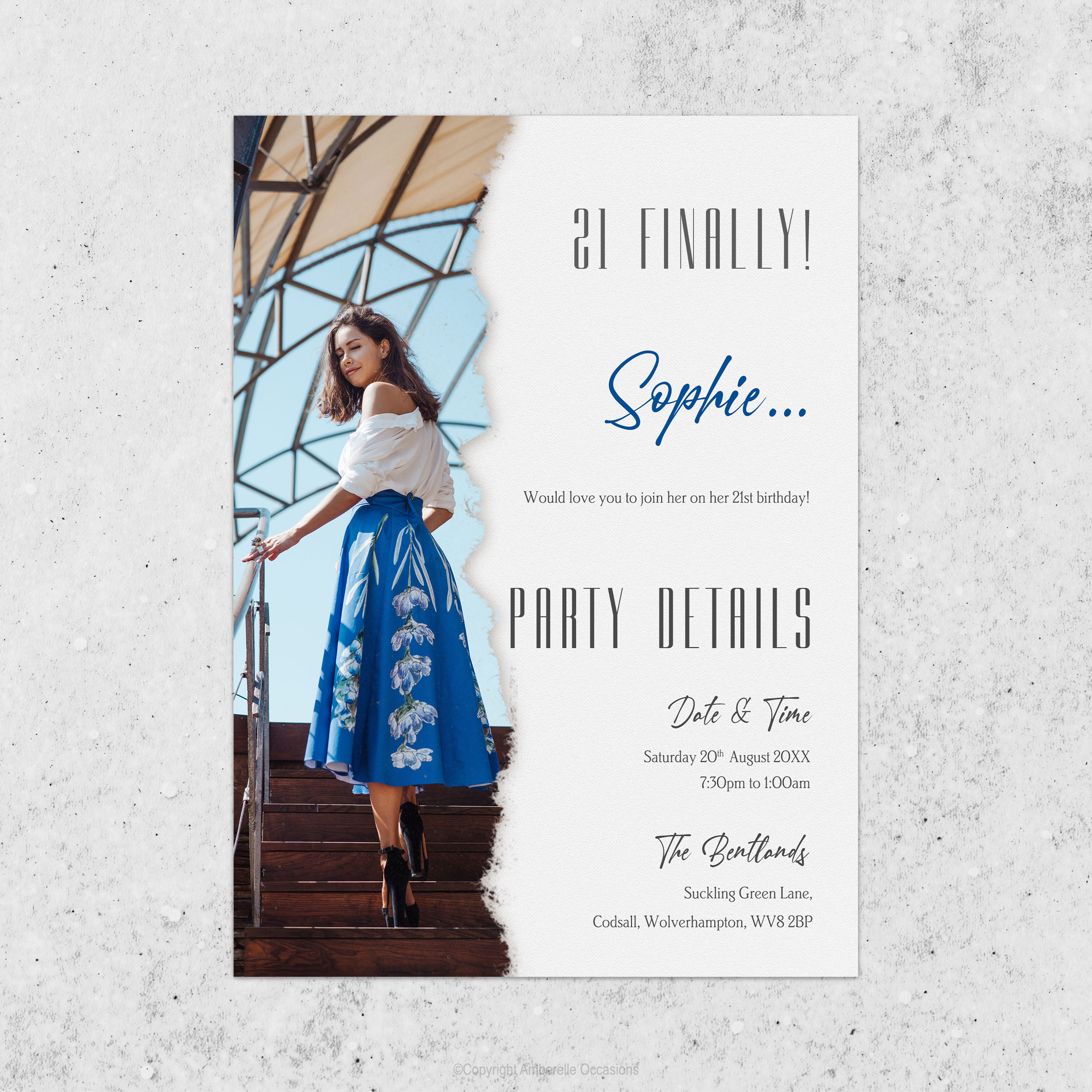 Evoke Torn Portrait Photo Birthday Invitation