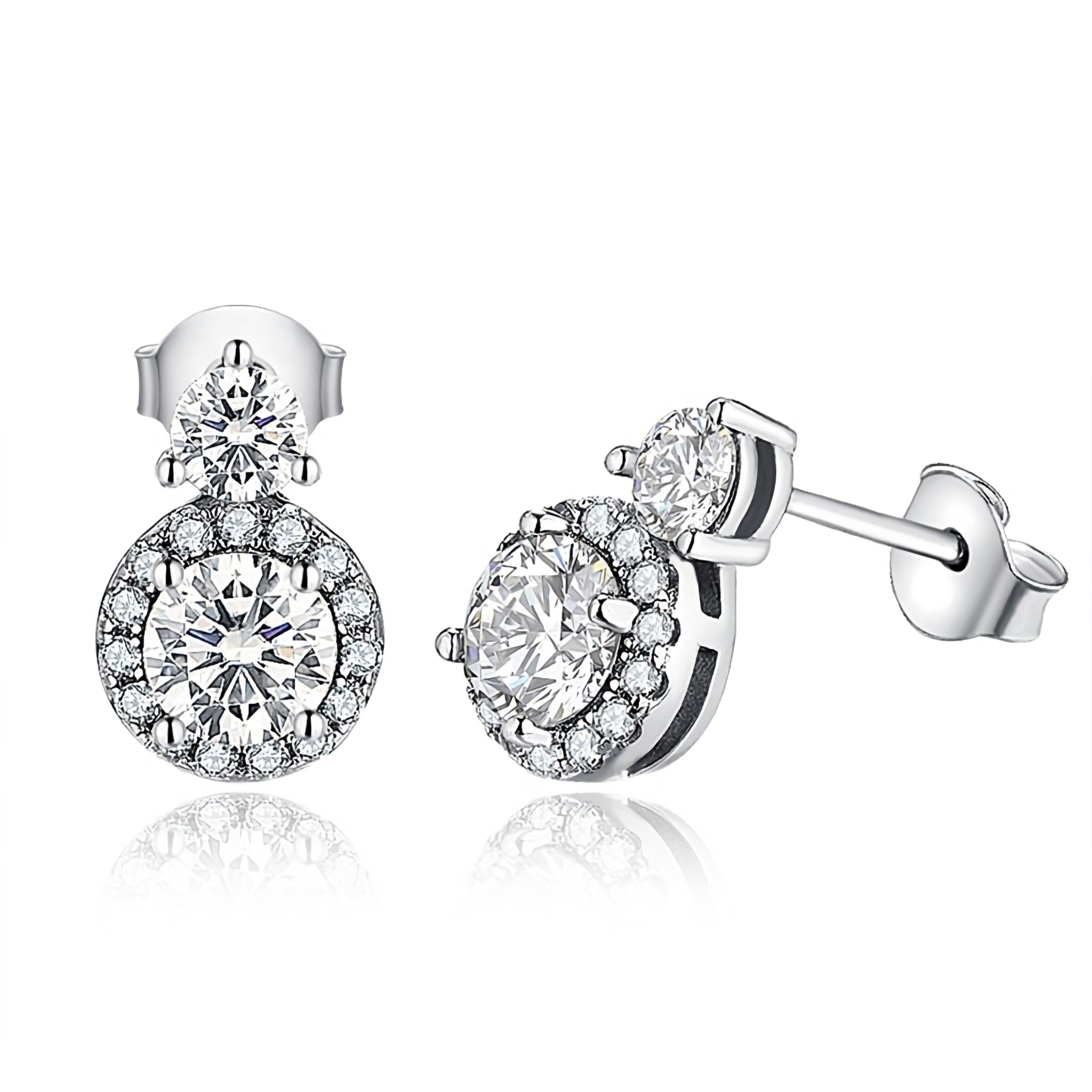 MAEVE DOT HALO MOISSANITE (WHITE GOLD, ROSE GOLD) STUD EARRINGS