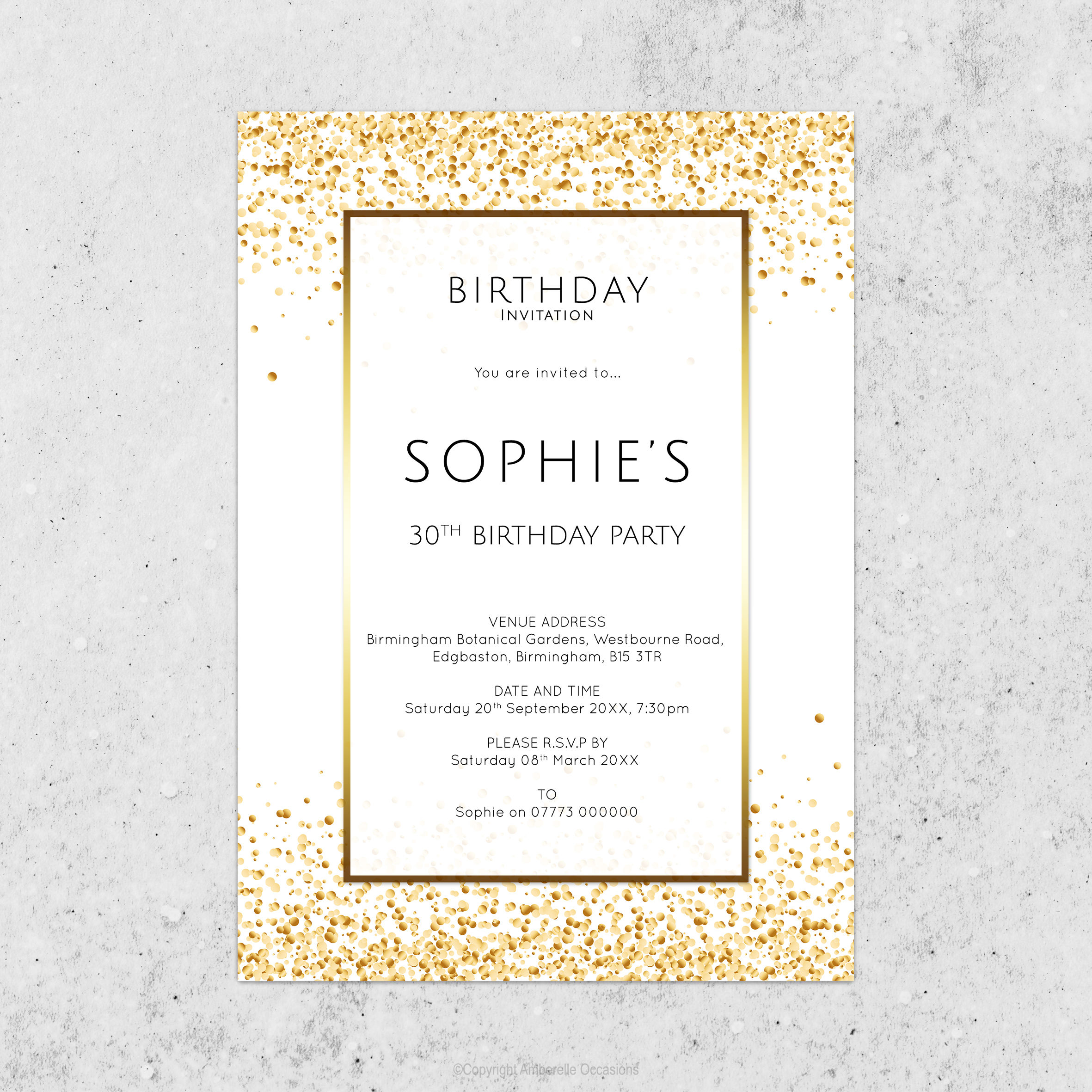Evoke Gold Bokeh Birthday Invitation