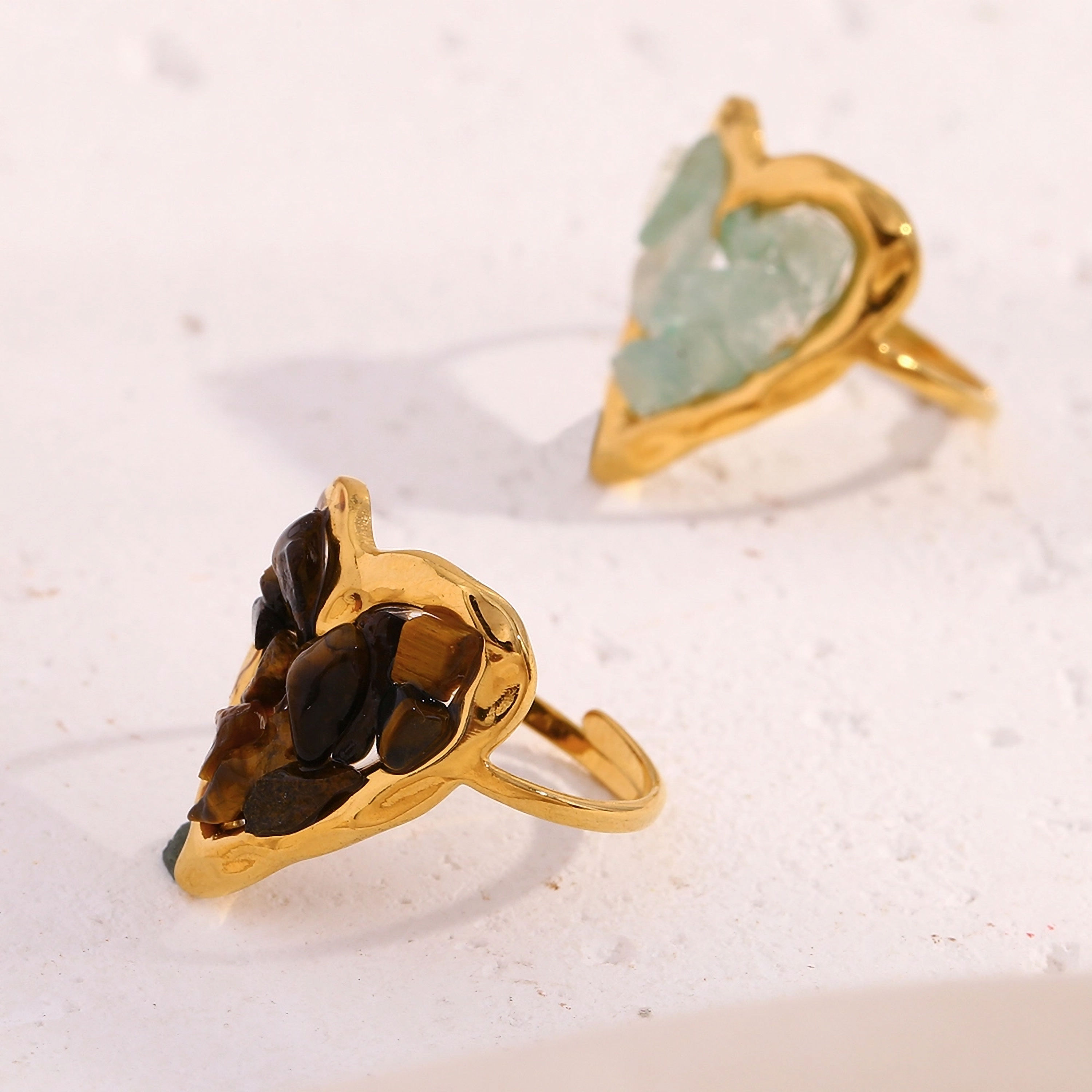 ROSELLE LOVE TIGER EYE OR AMAZONITE (18K GOLD) RING